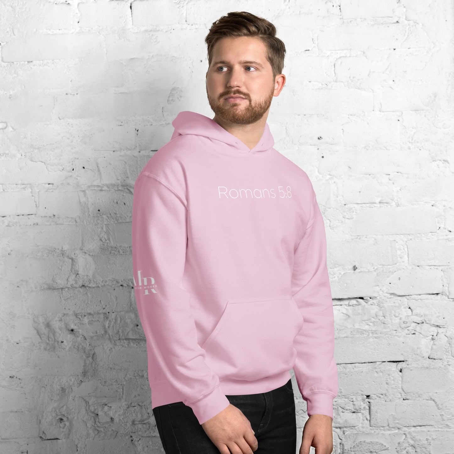 Romans 5:8 (He Still Loves You) Unisex Hoodie W/ White Print