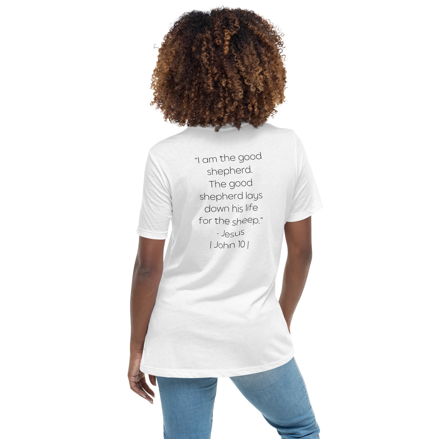 The Good Shepherd Women's Relaxed T-Shirt W/Black Print