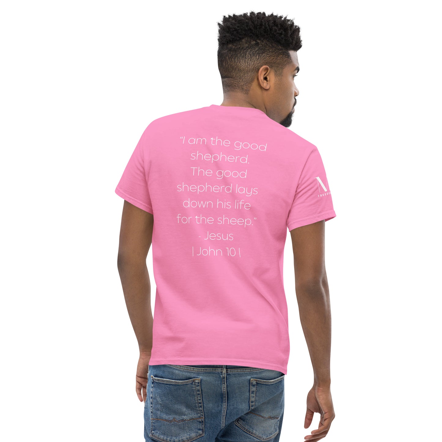 The Good Shepherd Men's classic tee W/White Print