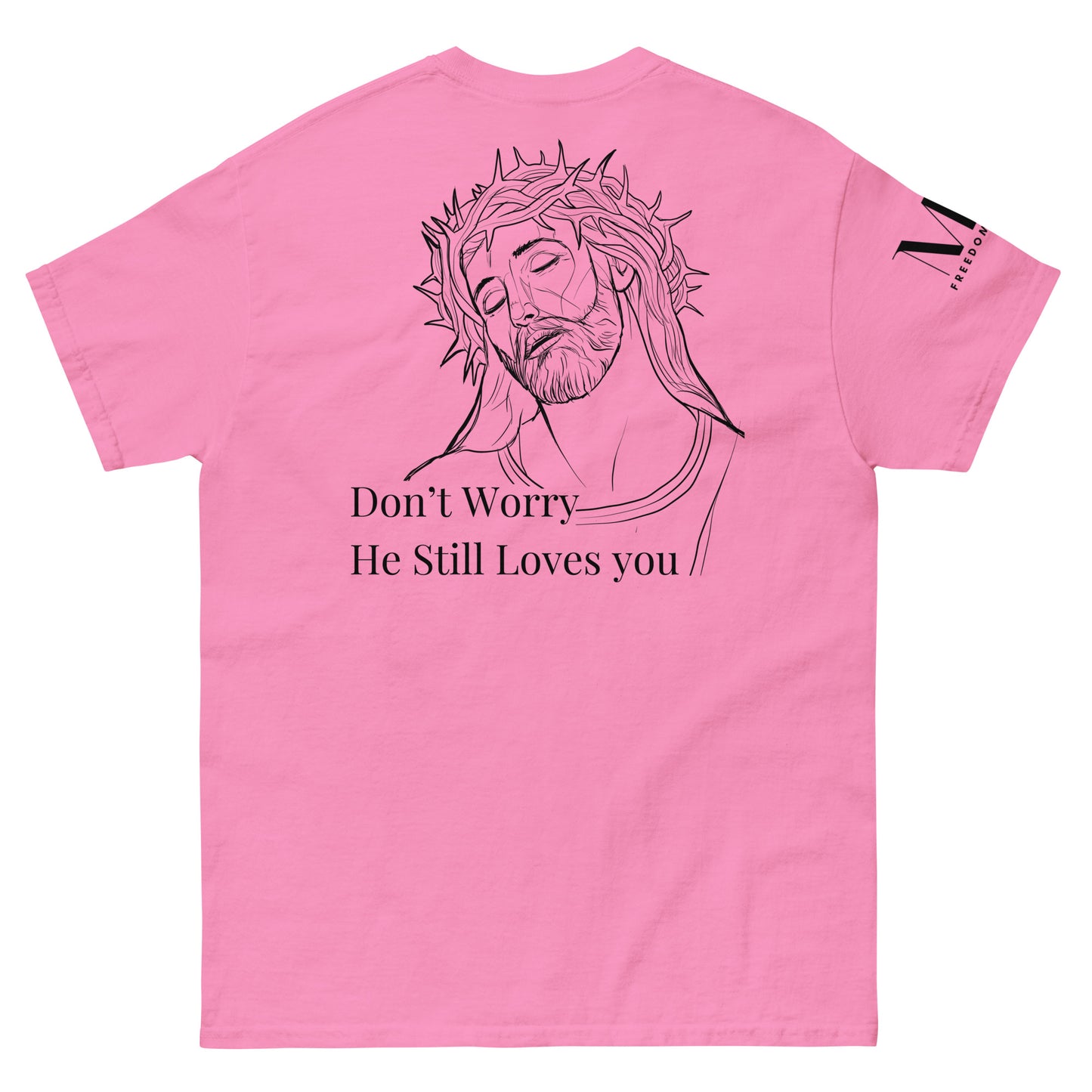 Romans 5:8 (He Still Loves You) Men's classic tee W/ Black Print