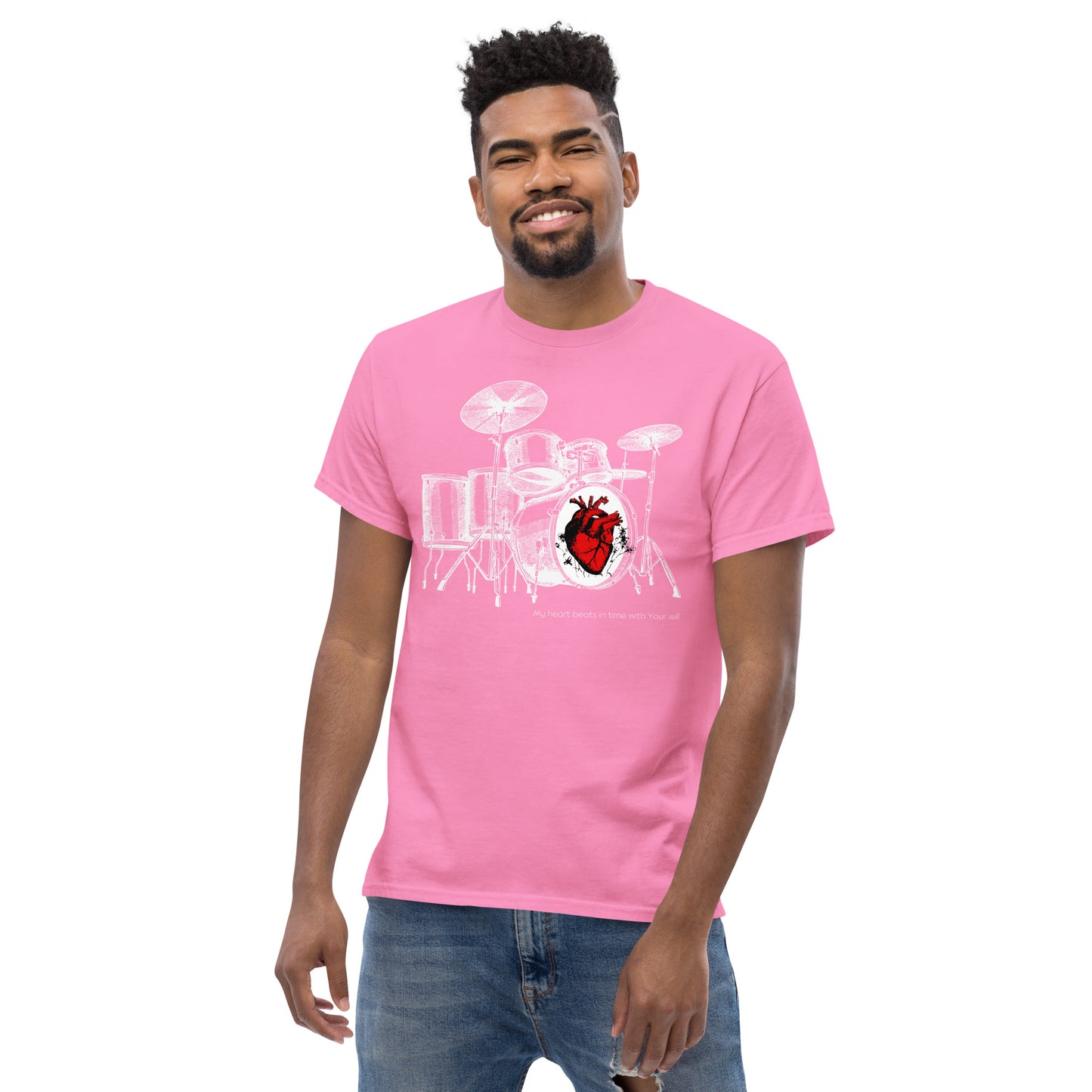 Heart Beats In Time Men's classic tee W/White Print