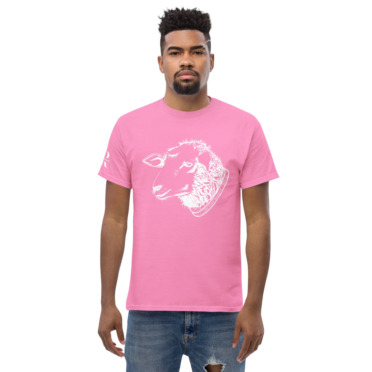 The Good Shepherd Men's classic tee W/White Print