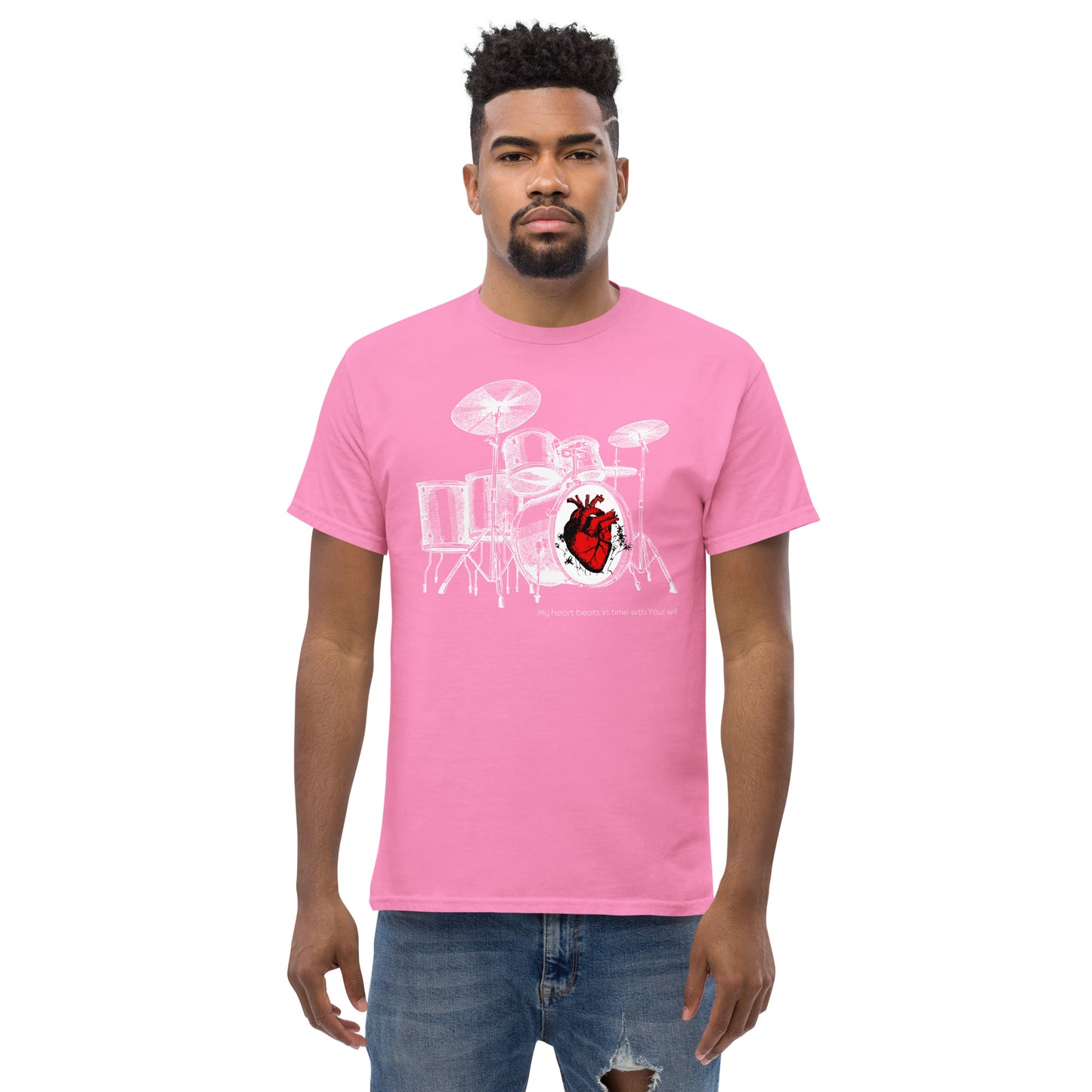 Heart Beats In Time Men's classic tee W/White Print