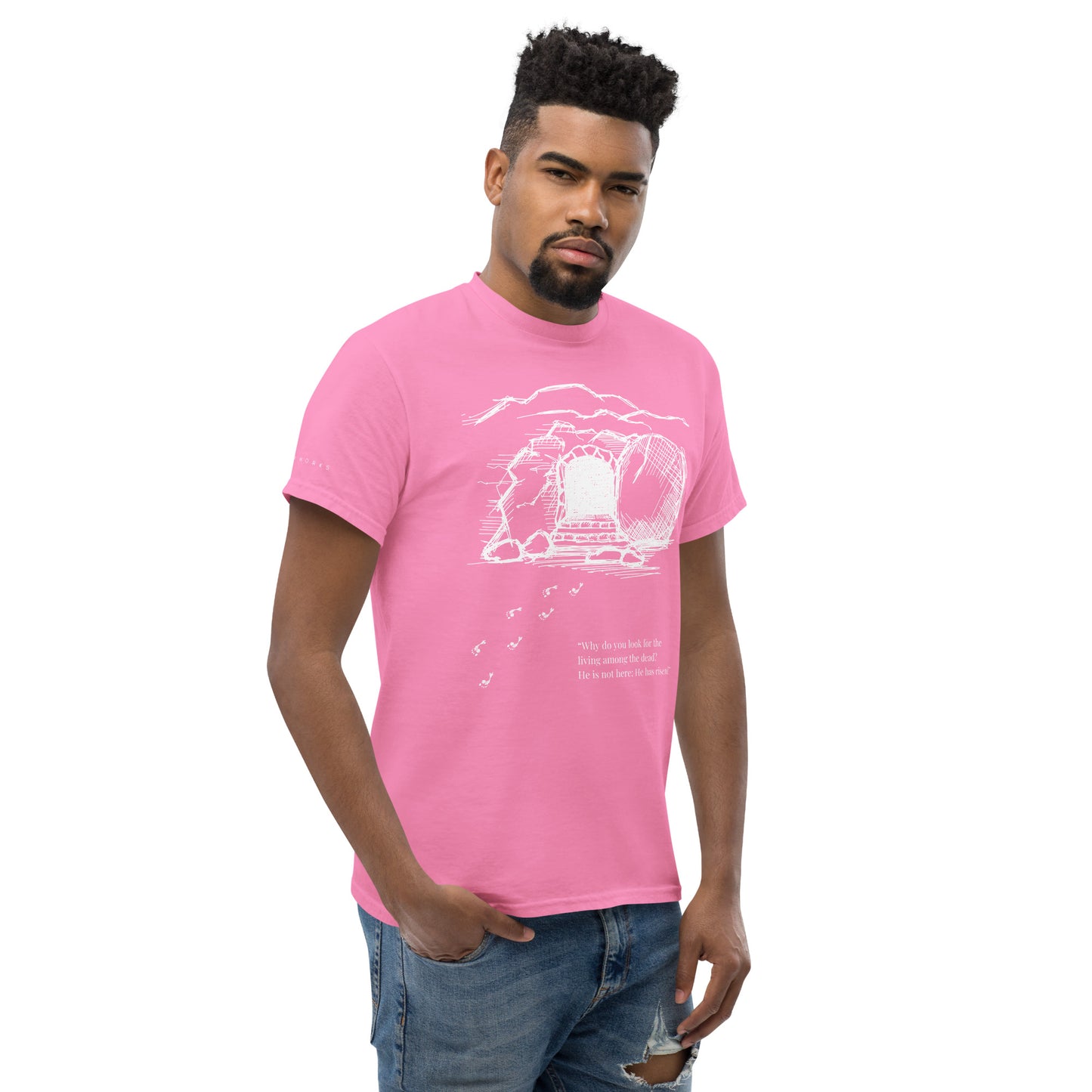 He Is Risen Men's classic tee W/White Print