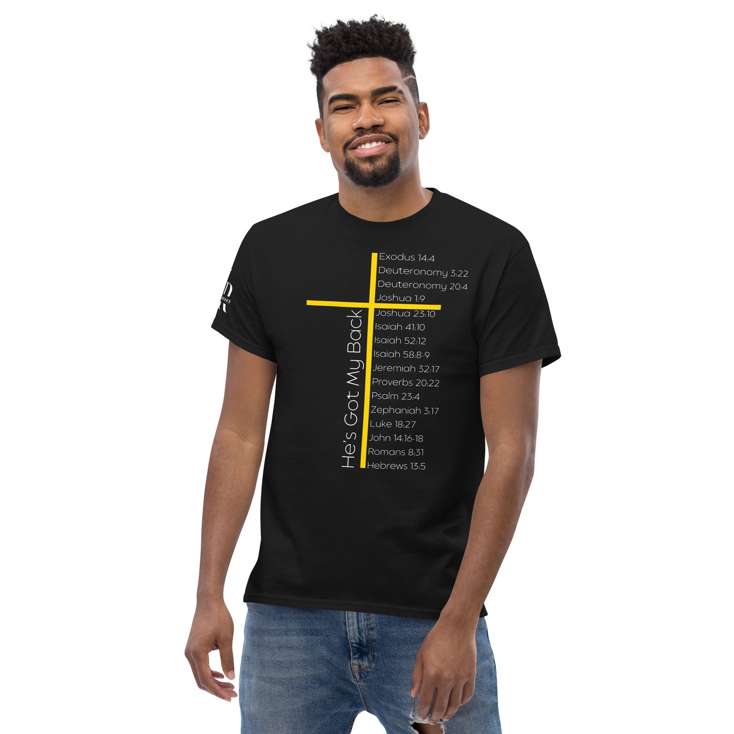 He's Got My Back Men's classic tee W/White Print
