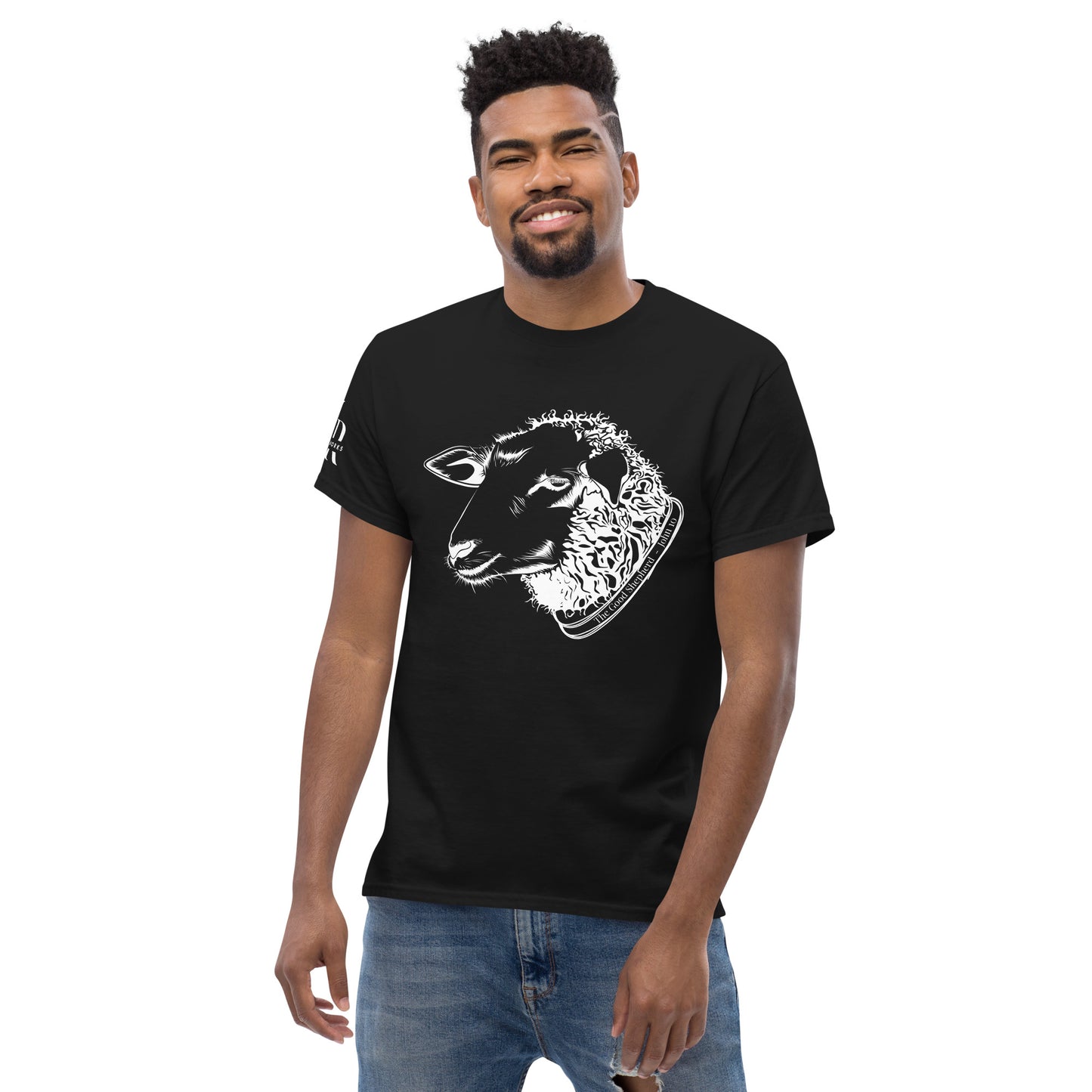The Good Shepherd Men's classic tee W/White Print