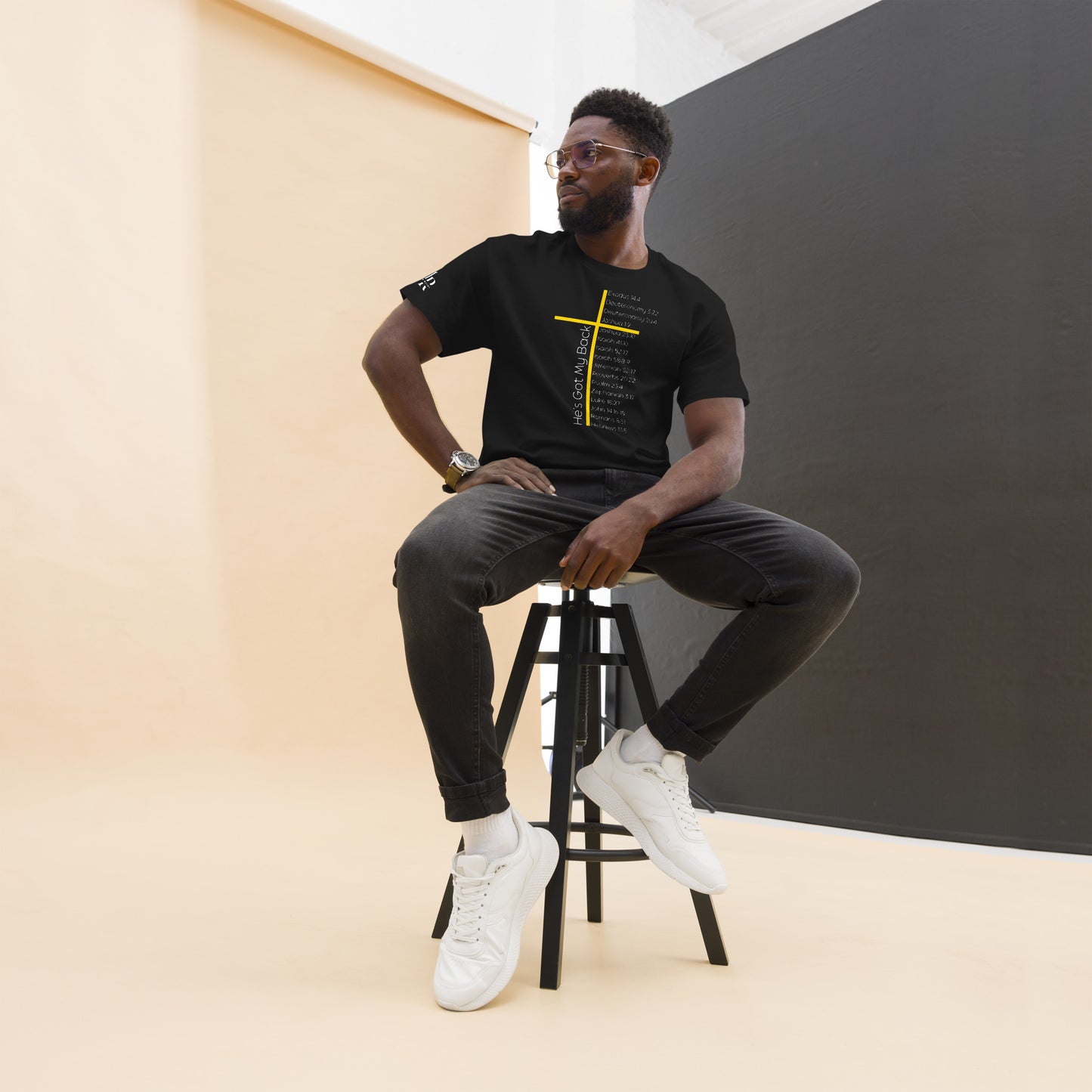 He's Got My Back Men's classic tee W/White Print