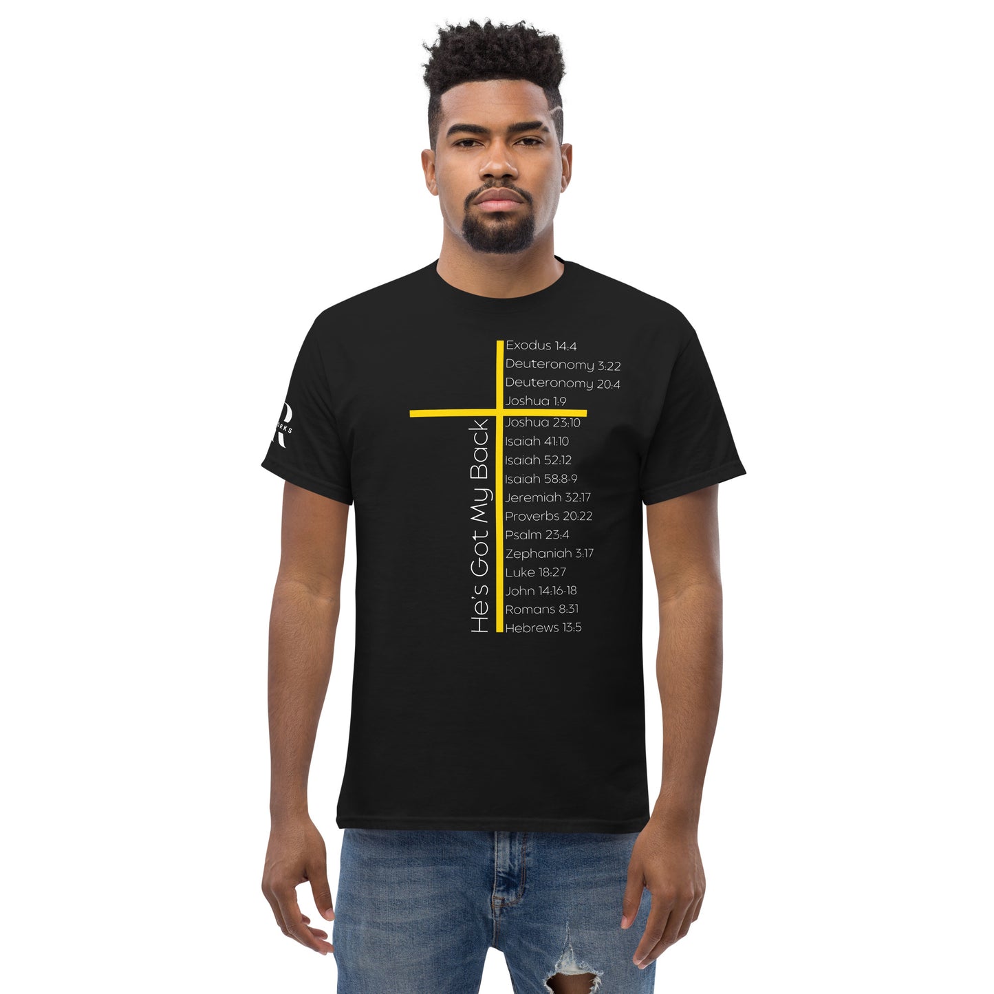 He's Got My Back Men's classic tee W/White Print