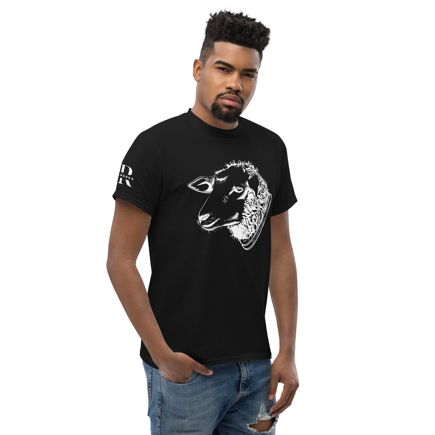 The Good Shepherd Men's classic tee W/White Print