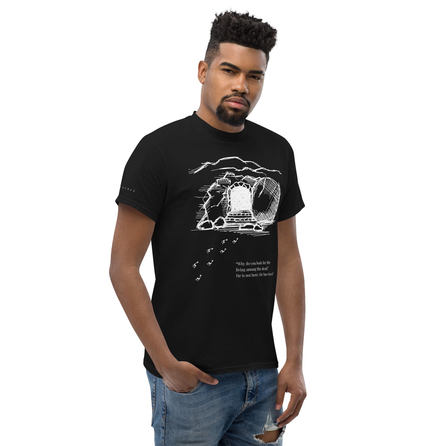 He Is Risen Men's classic tee W/White Print