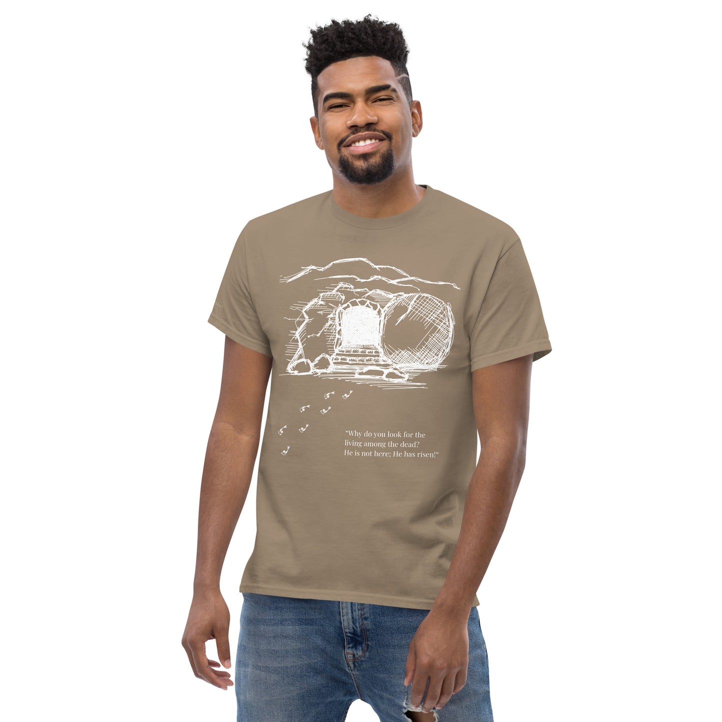 He Is Risen Men's classic tee W/White Print