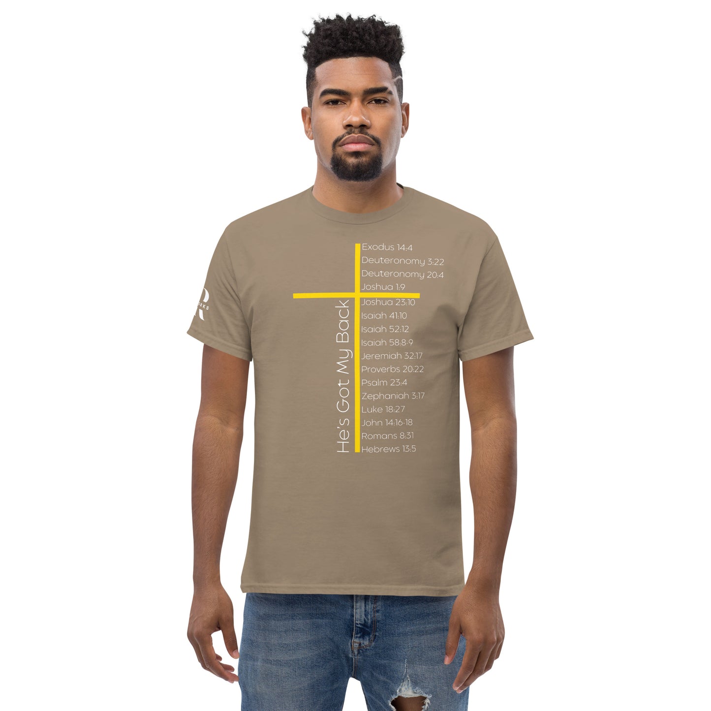 He's Got My Back Men's classic tee W/White Print