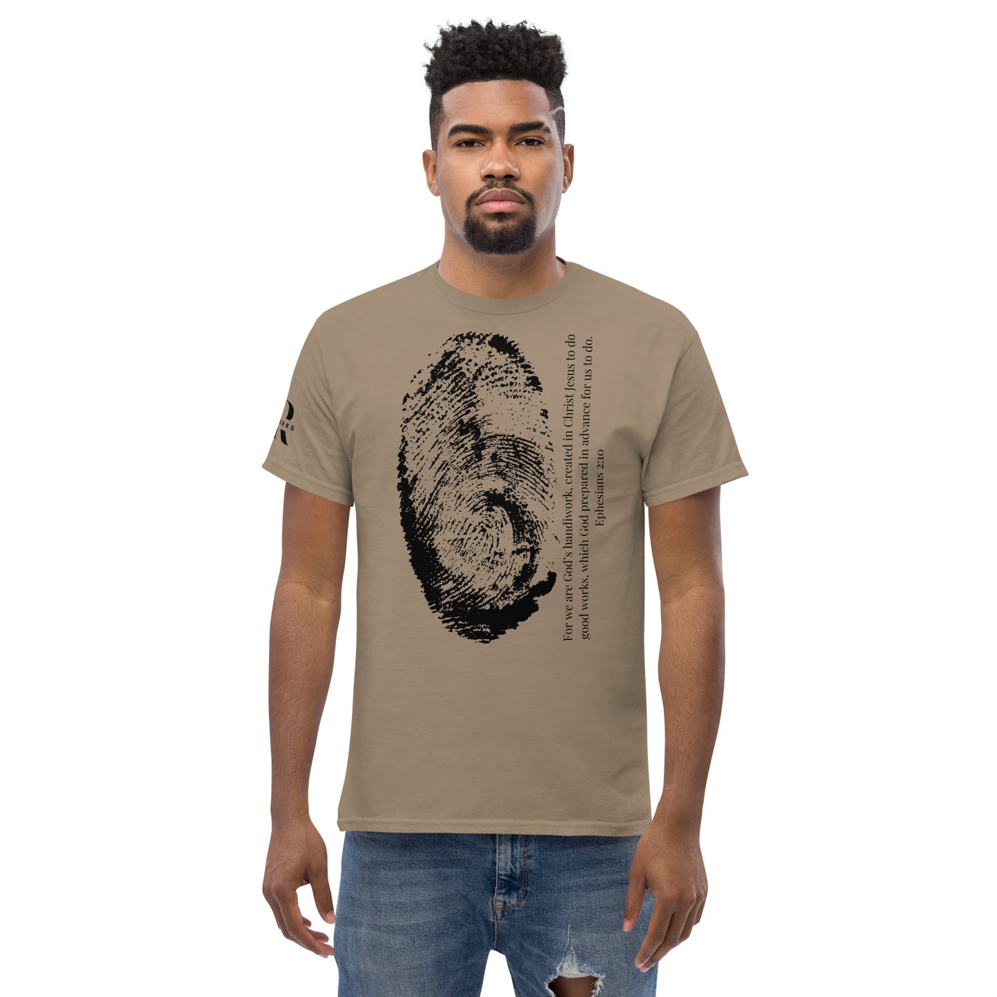 Fearfully And Wonderfully Made Men's classic tee W/Black Print