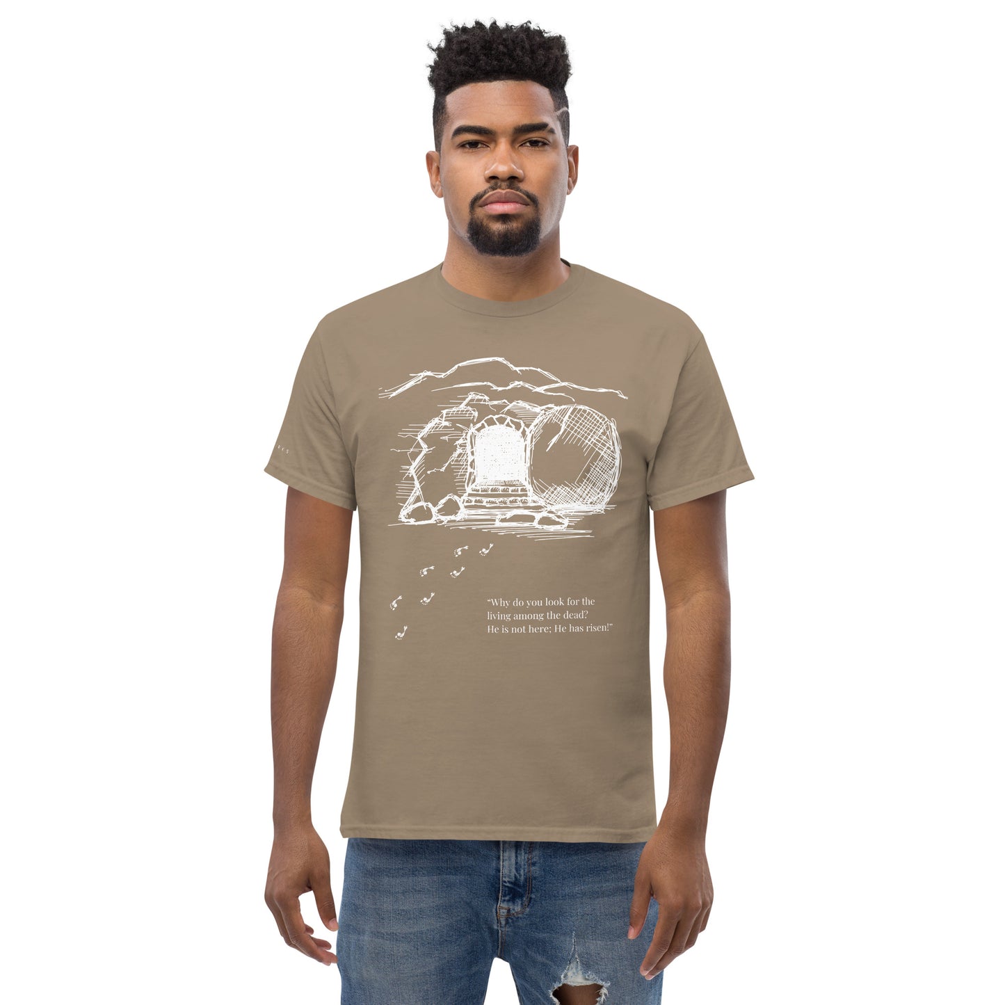 He Is Risen Men's classic tee W/White Print