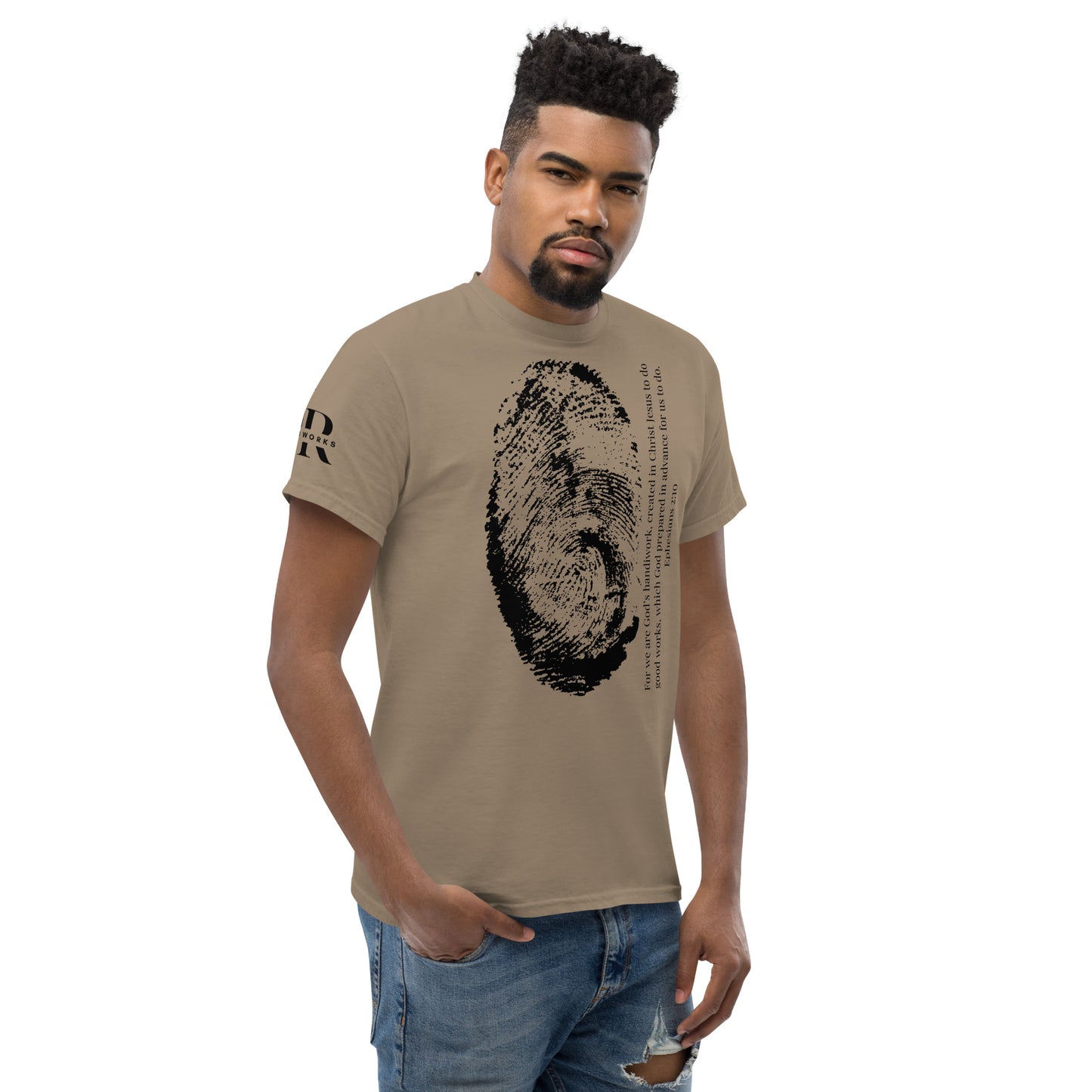 Fearfully And Wonderfully Made Men's classic tee W/Black Print
