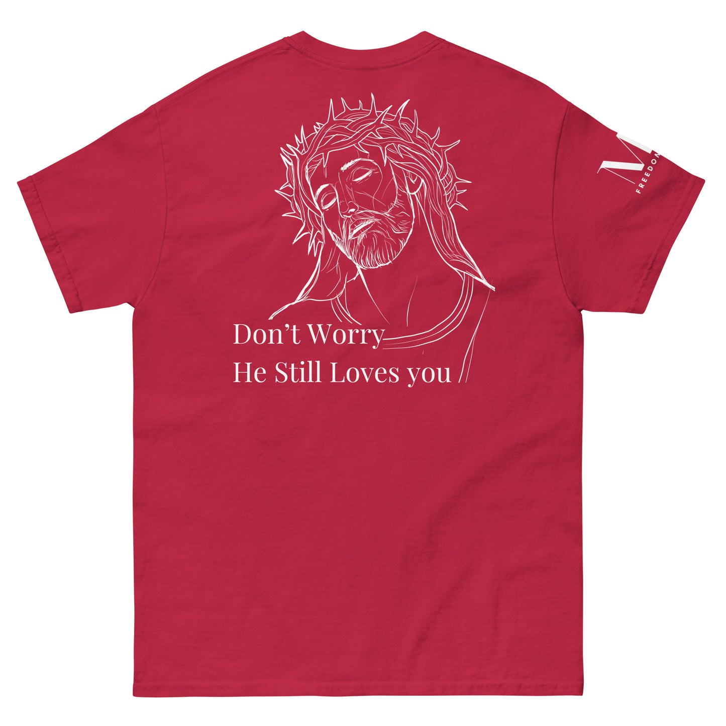 Romans 5:8 (He Still Loves You) Men's classic tee W/ White Print