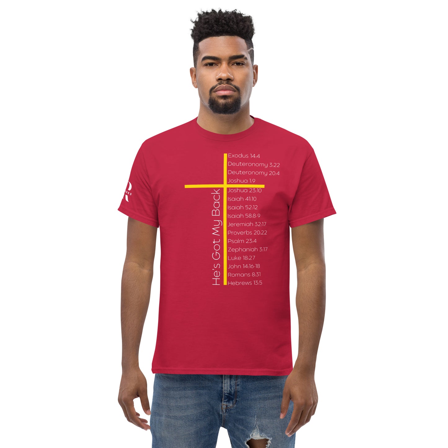 He's Got My Back Men's classic tee W/White Print