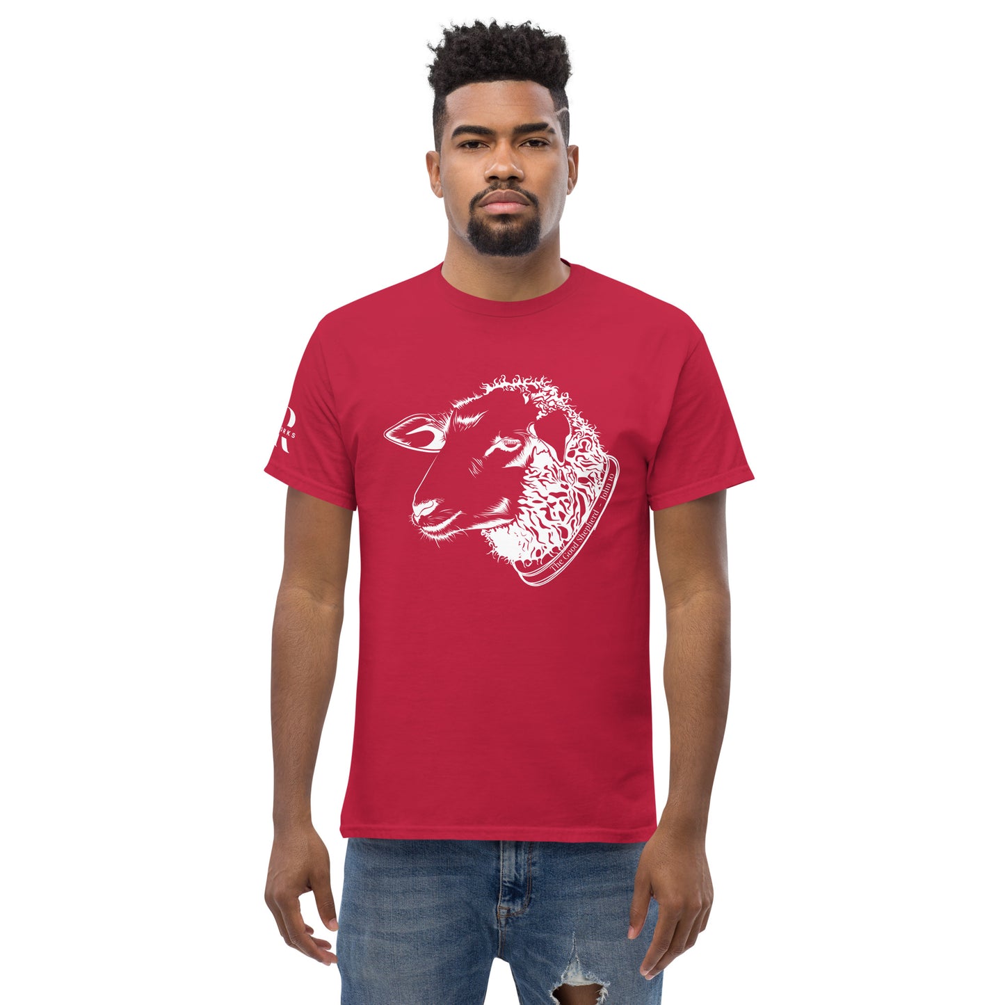 The Good Shepherd Men's classic tee W/White Print