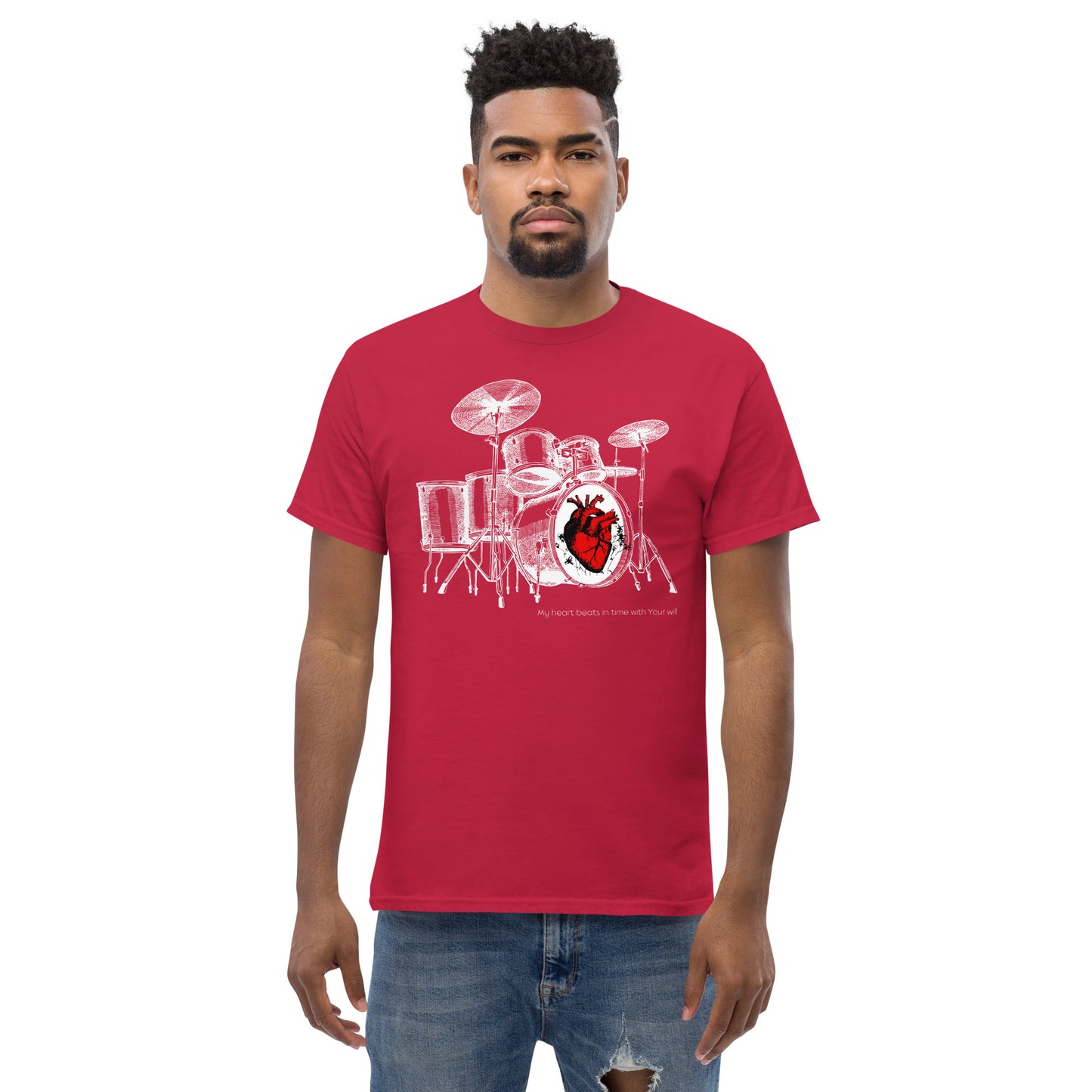 Heart Beats In Time Men's classic tee W/White Print