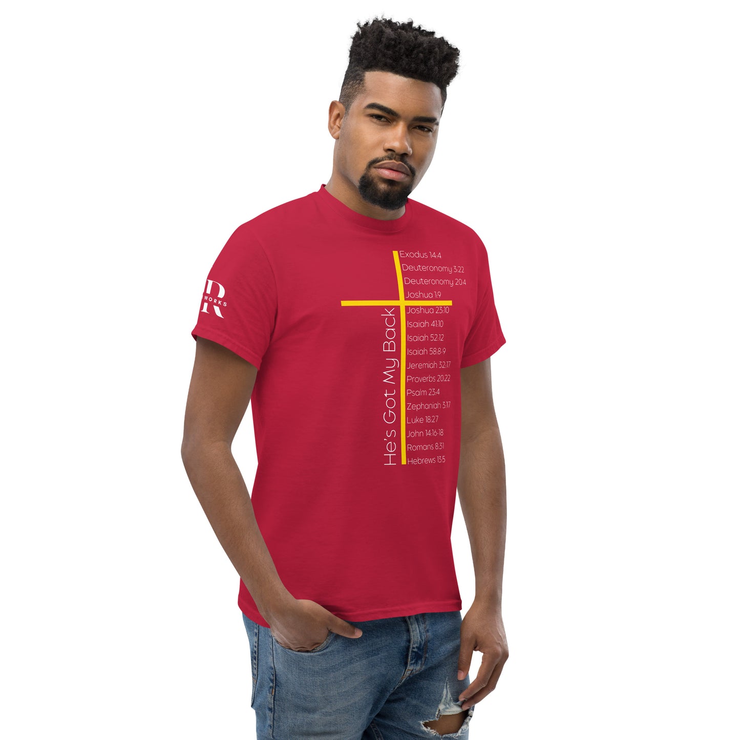 He's Got My Back Men's classic tee W/White Print