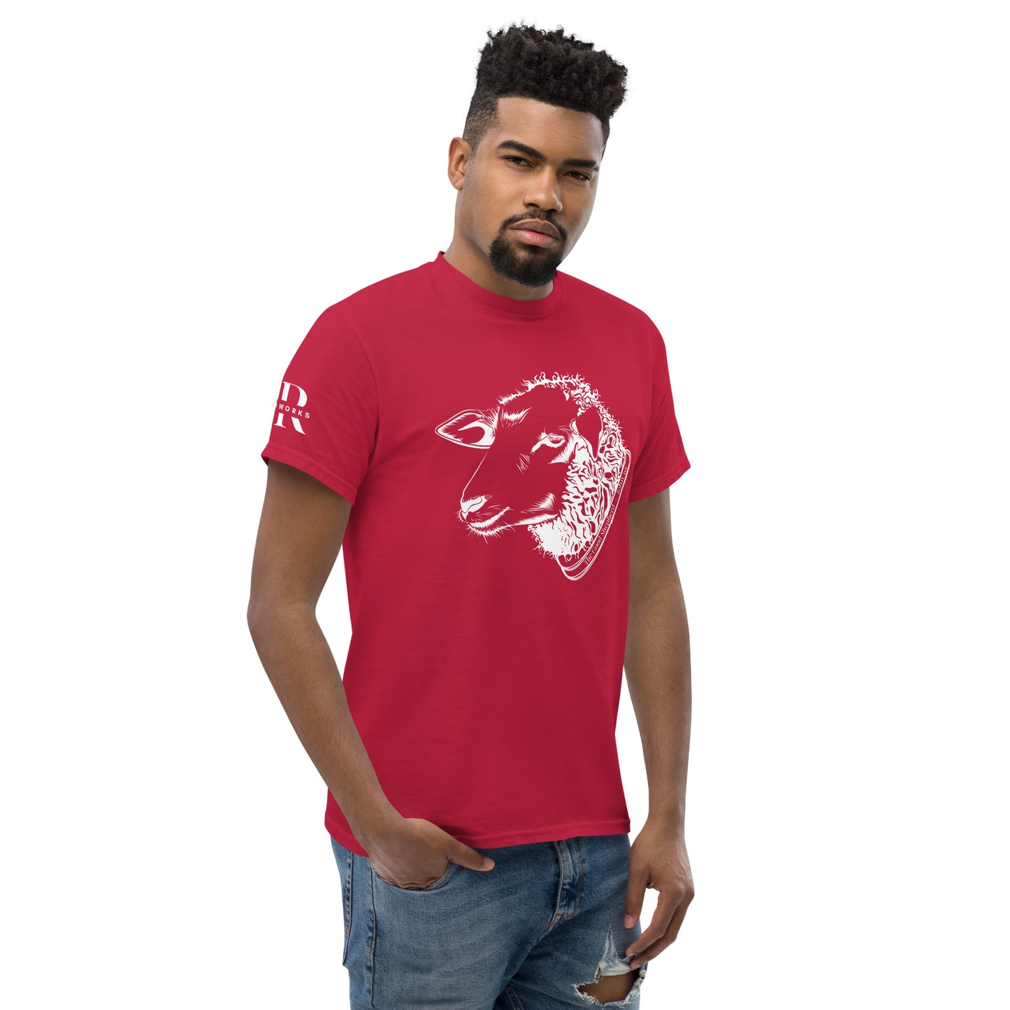 The Good Shepherd Men's classic tee W/White Print