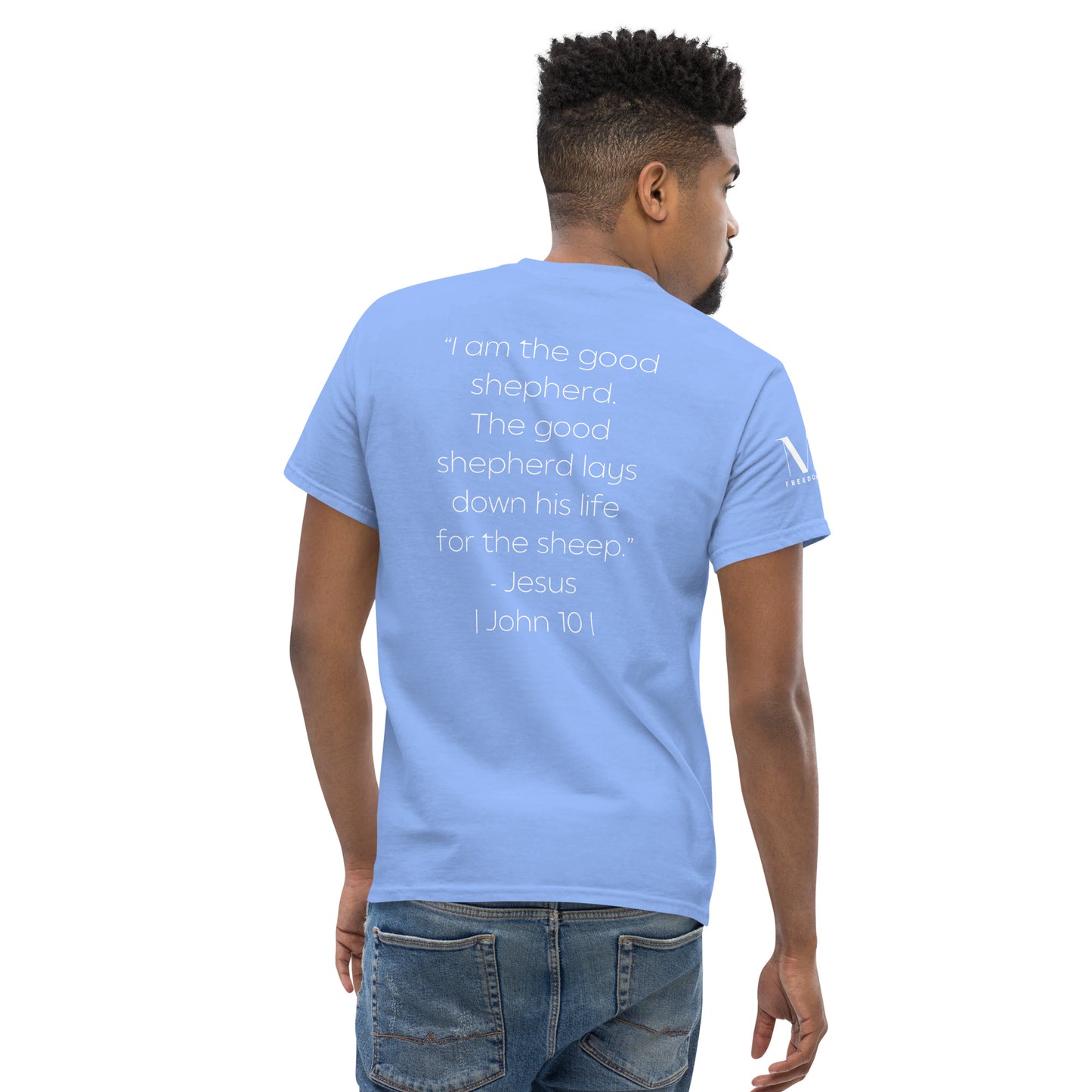The Good Shepherd Men's classic tee W/White Print