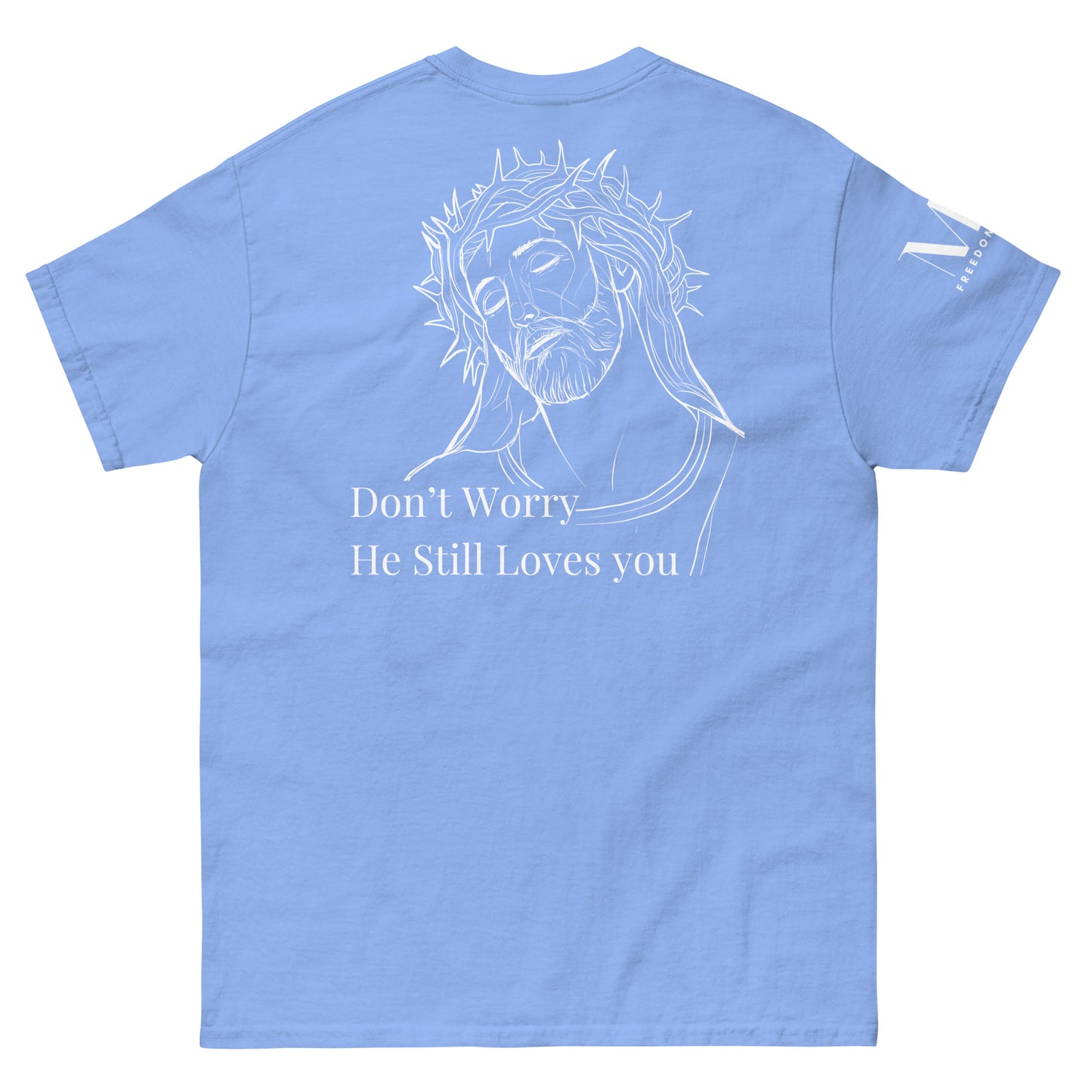 Romans 5:8 (He Still Loves You) Men's classic tee W/ White Print
