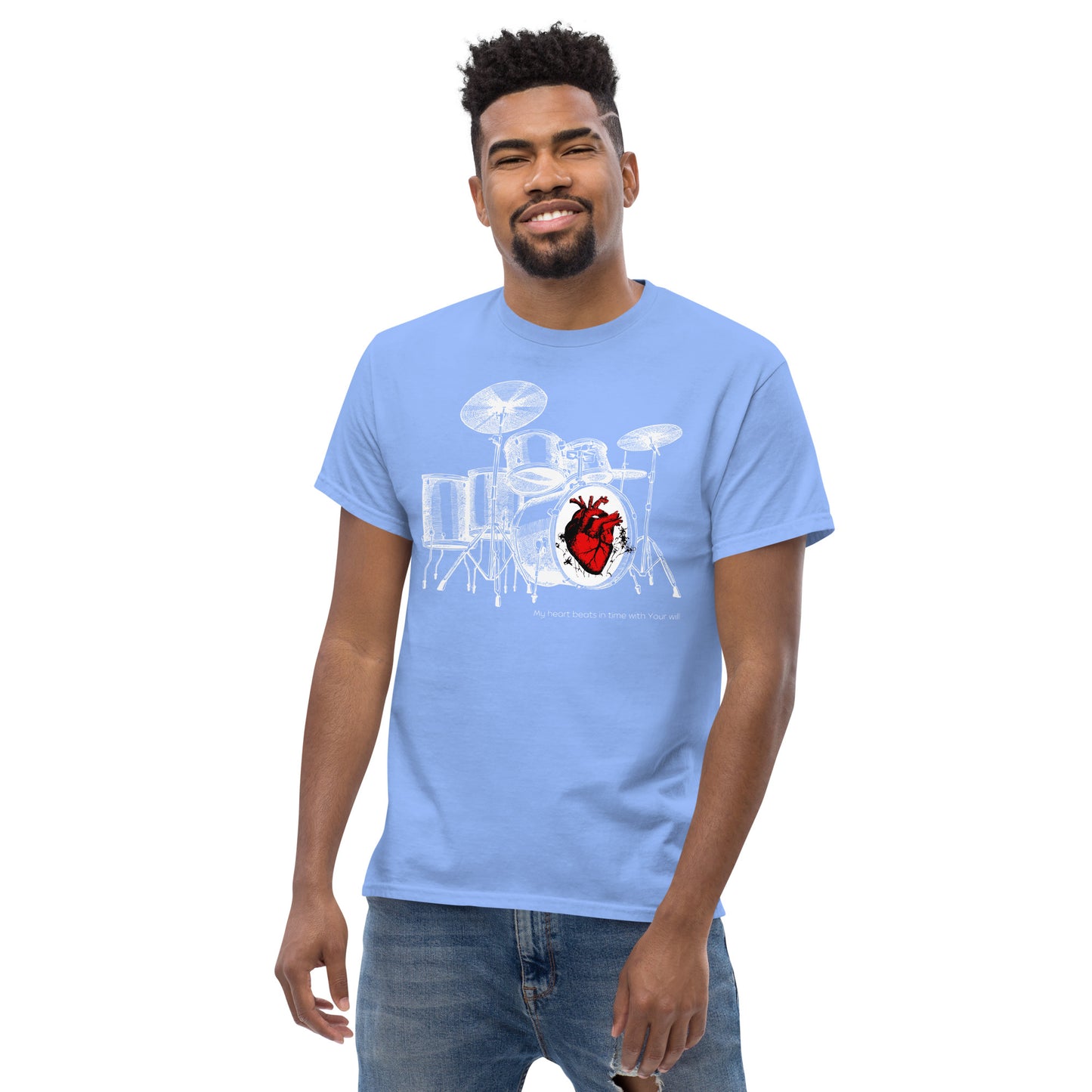 Heart Beats In Time Men's classic tee W/White Print