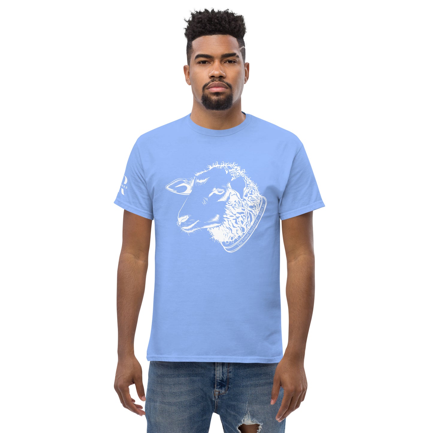 The Good Shepherd Men's classic tee W/White Print