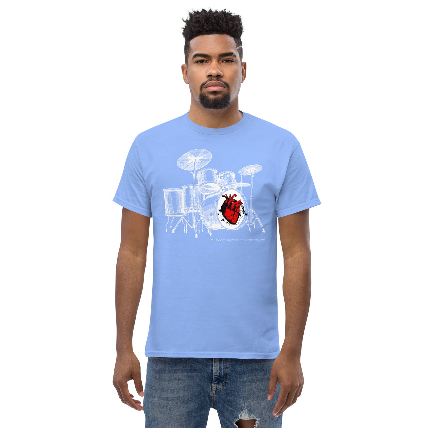 Heart Beats In Time Men's classic tee W/White Print