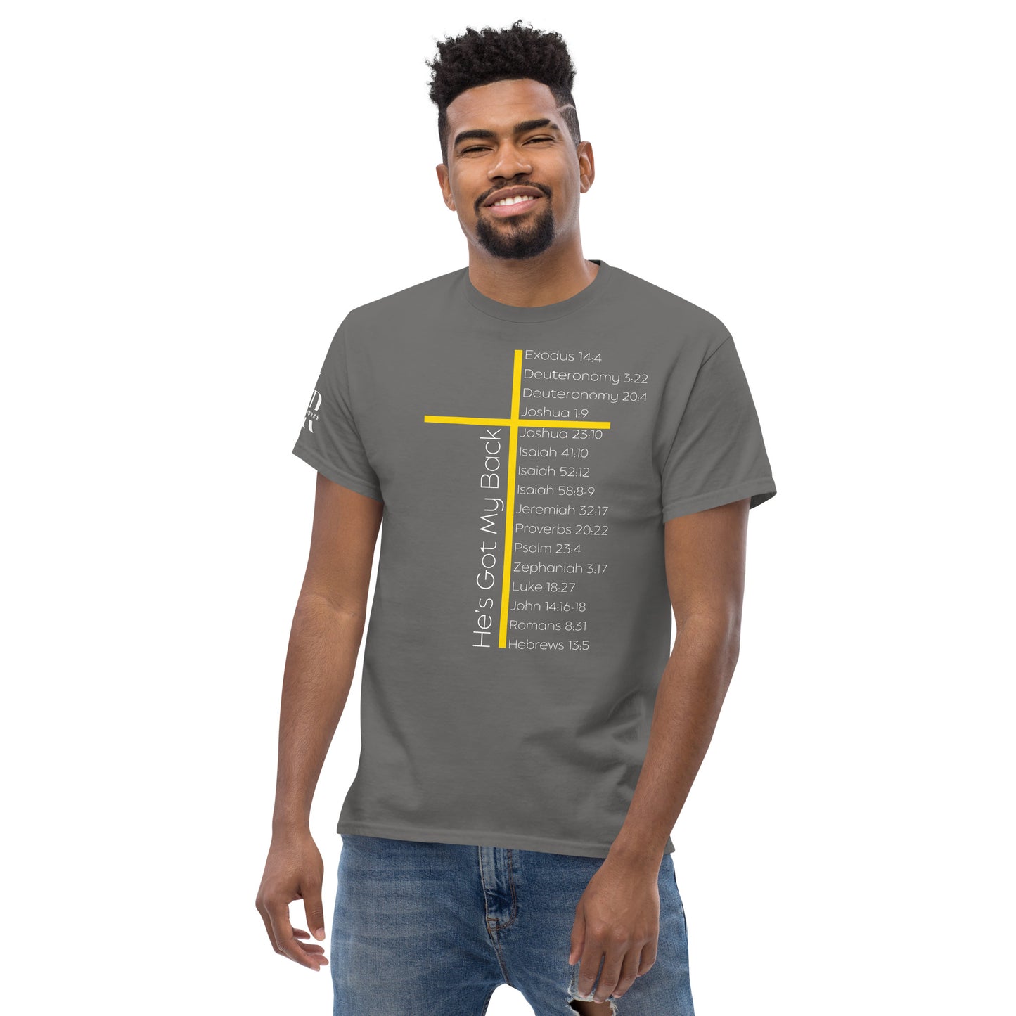 He's Got My Back Men's classic tee W/White Print