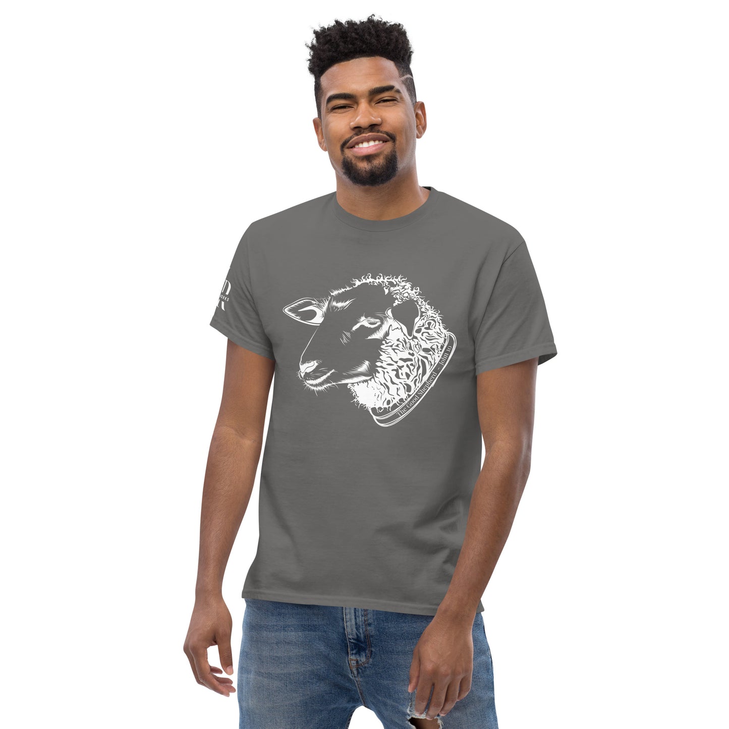 The Good Shepherd Men's classic tee W/White Print