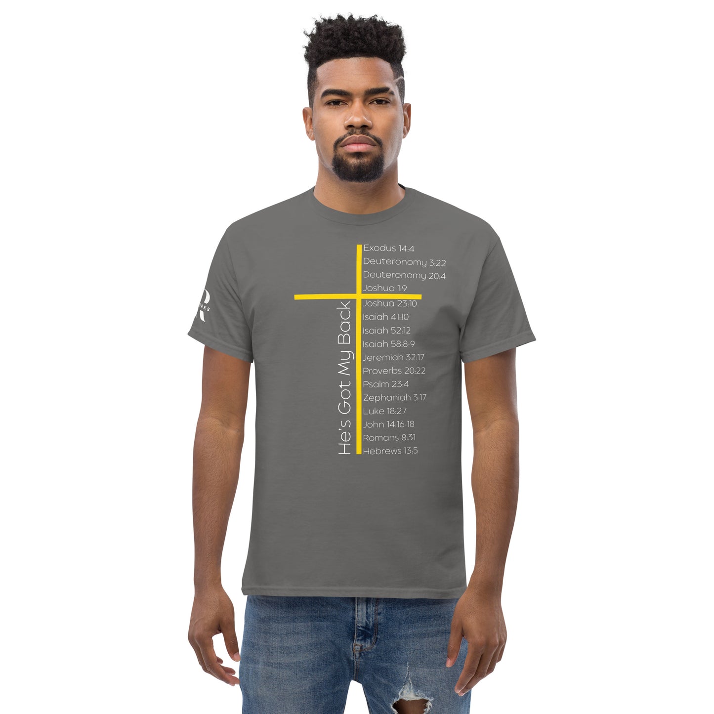 He's Got My Back Men's classic tee W/White Print