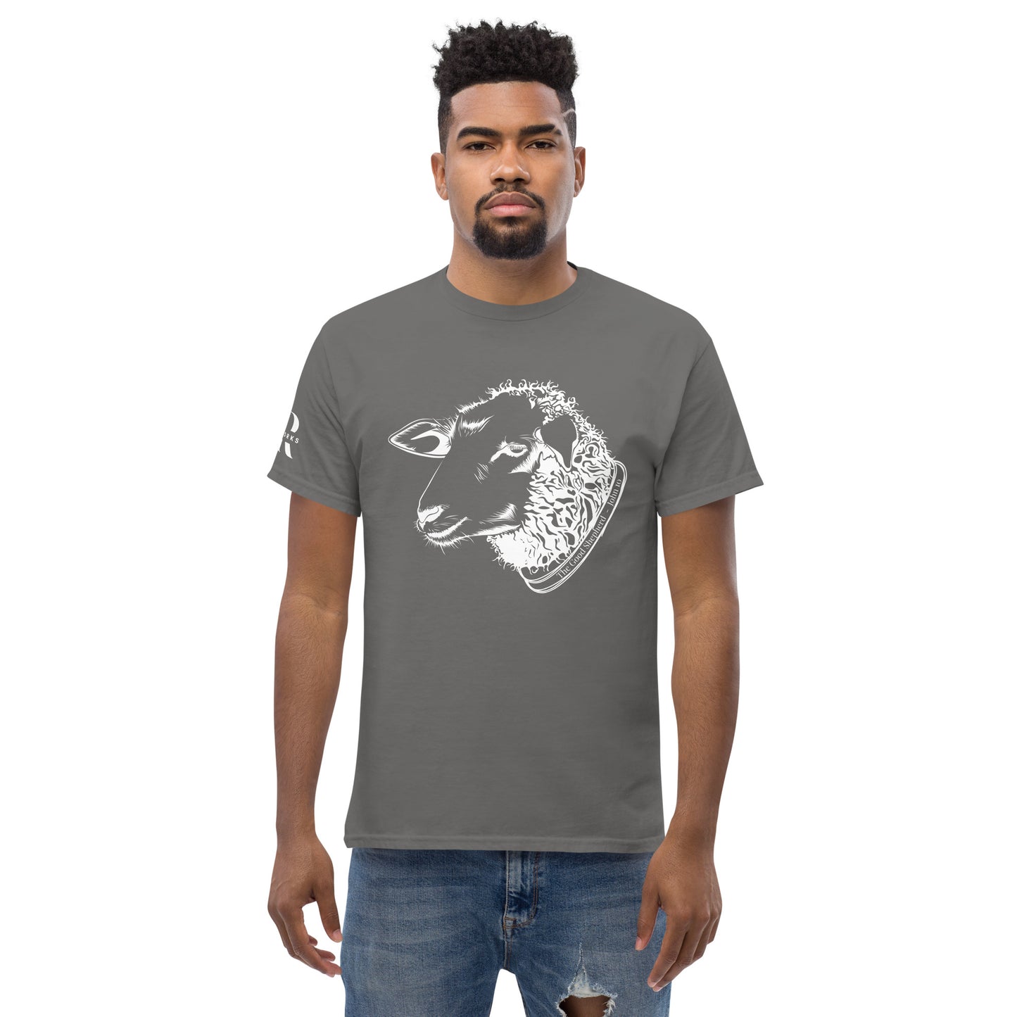 The Good Shepherd Men's classic tee W/White Print
