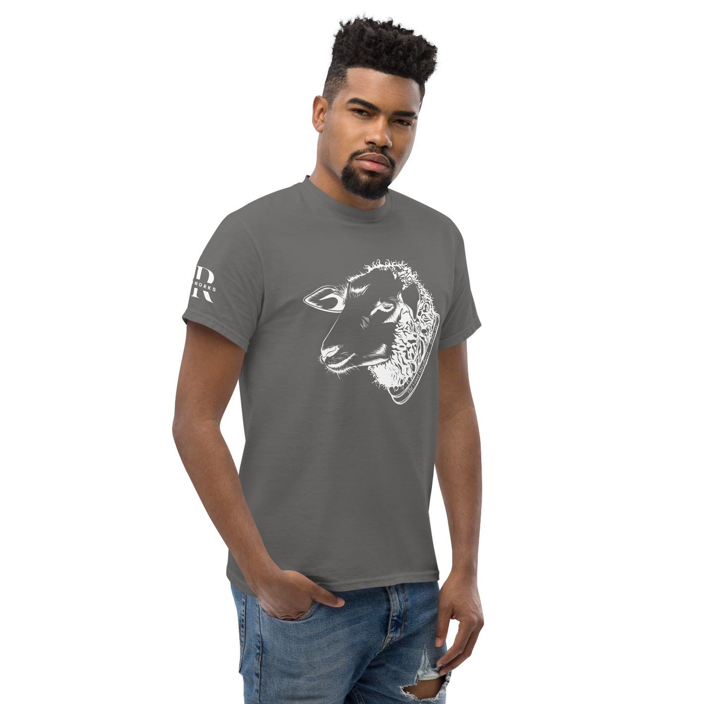 The Good Shepherd Men's classic tee W/White Print