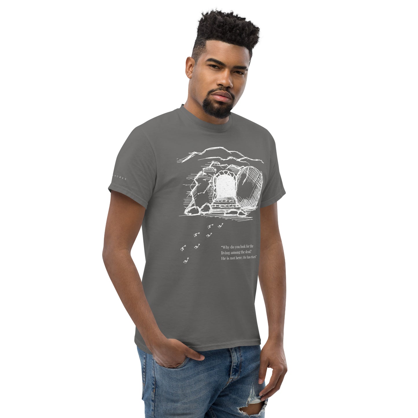 He Is Risen Men's classic tee W/White Print