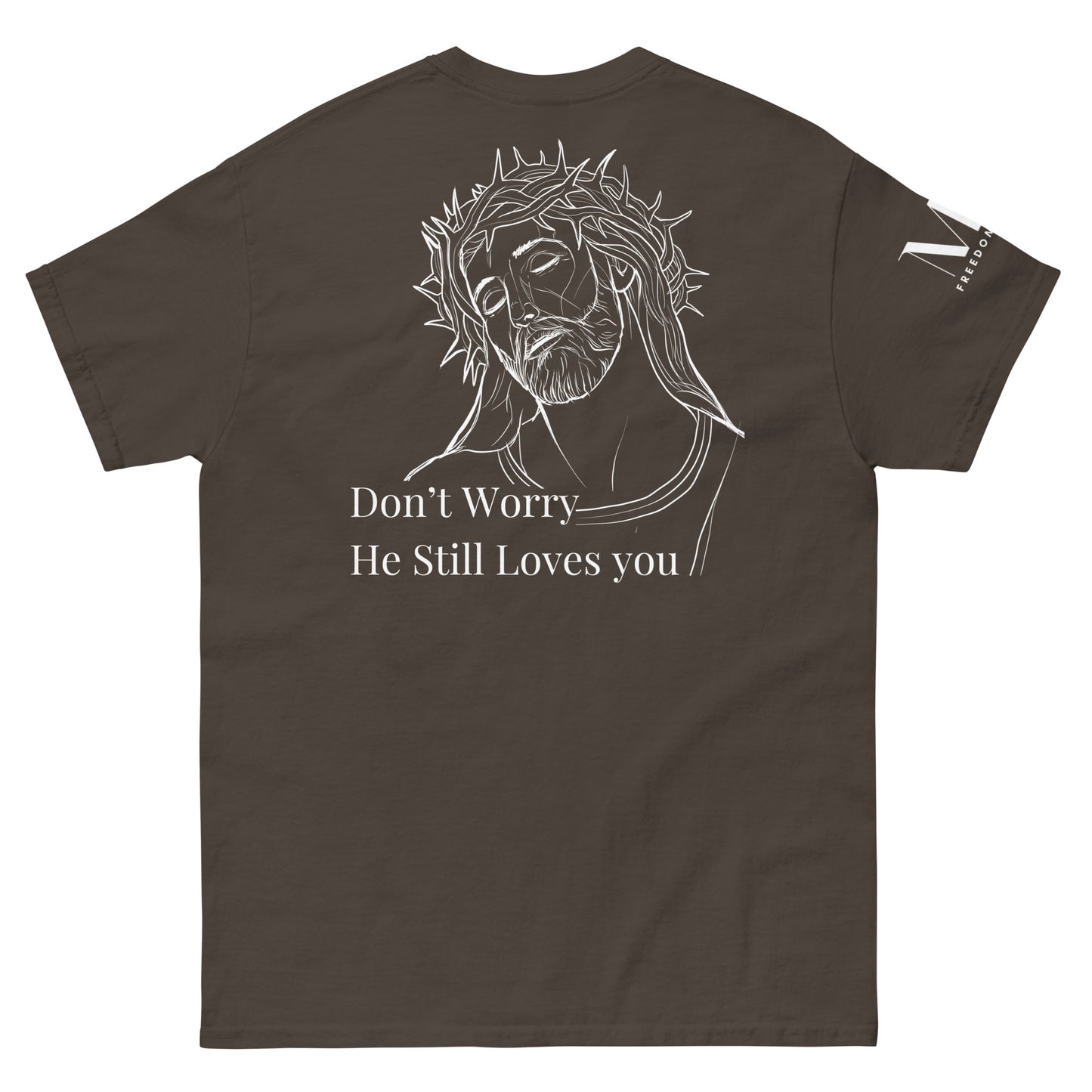 Romans 5:8 (He Still Loves You) Men's classic tee W/ White Print