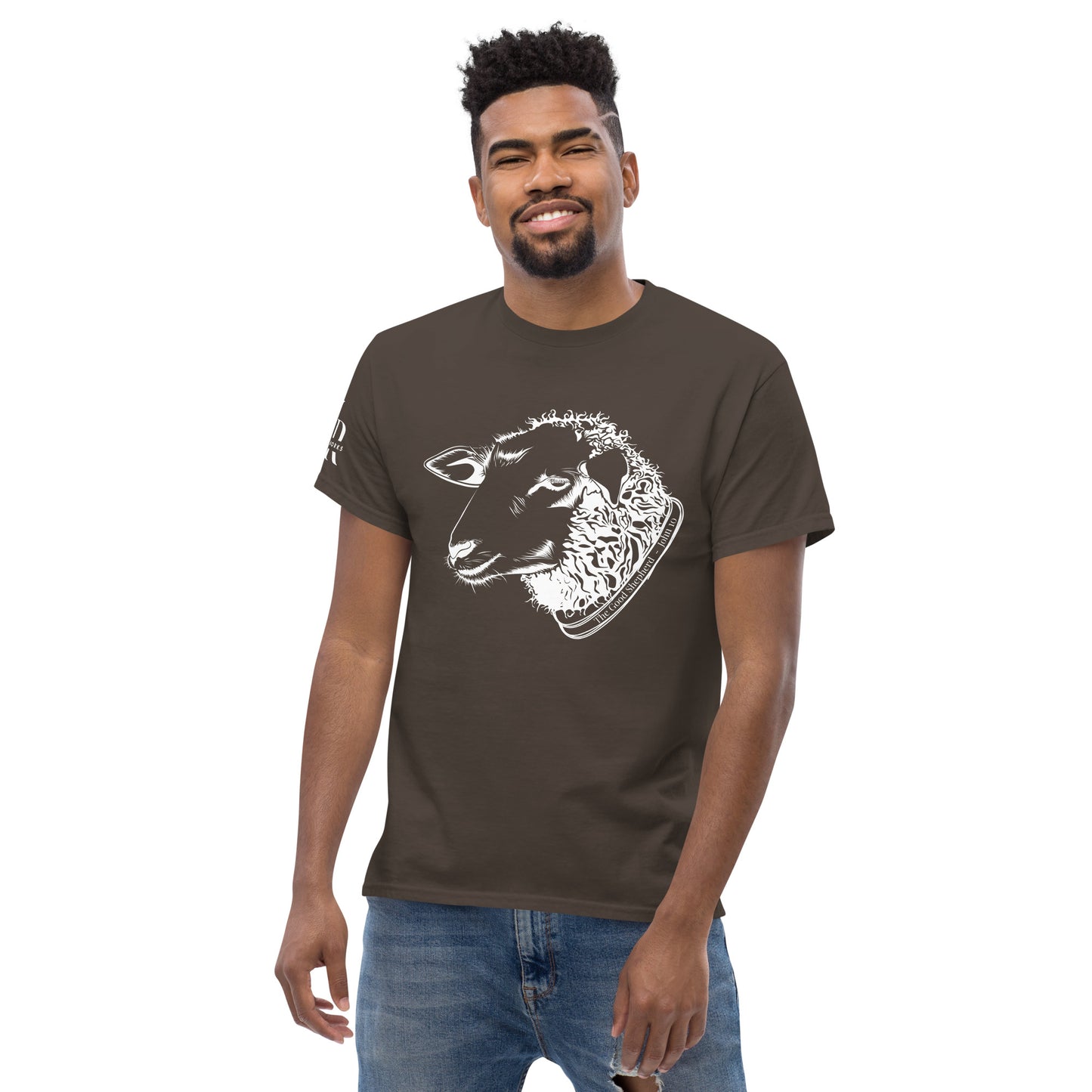 The Good Shepherd Men's classic tee W/White Print