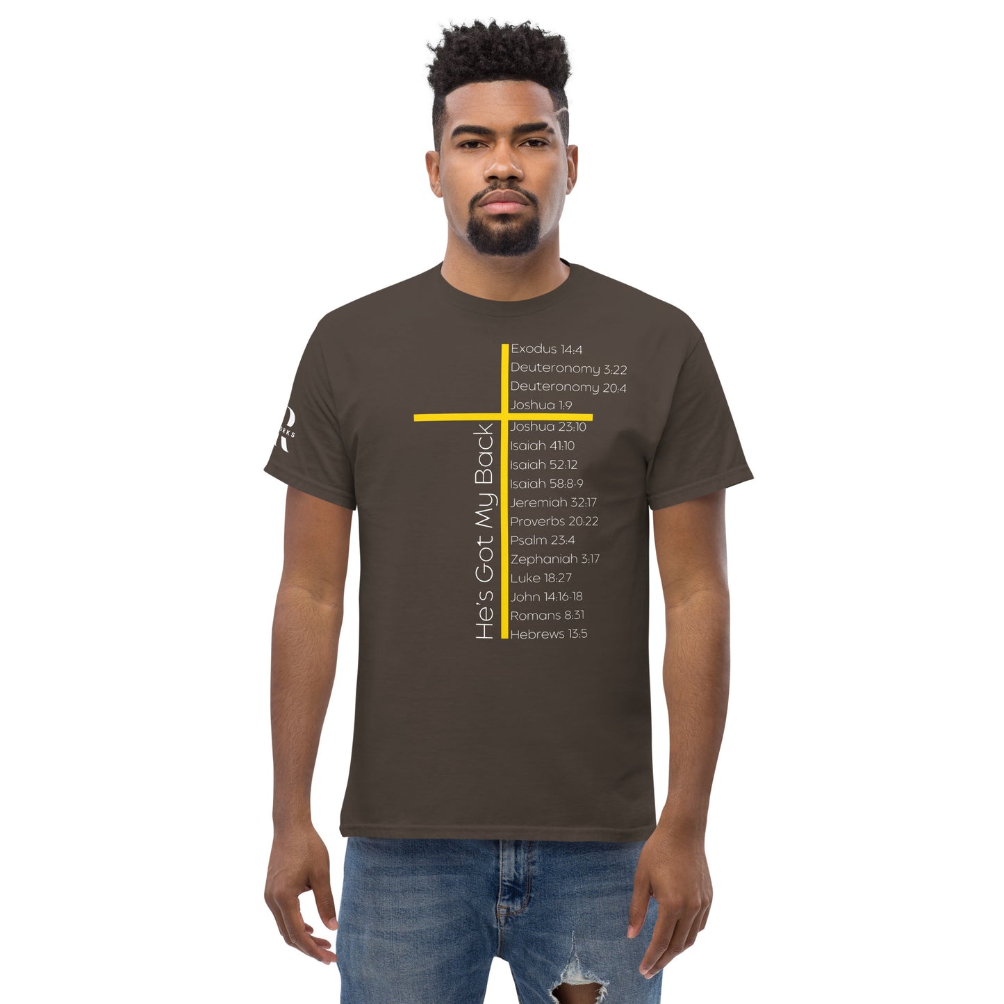 He's Got My Back Men's classic tee W/White Print