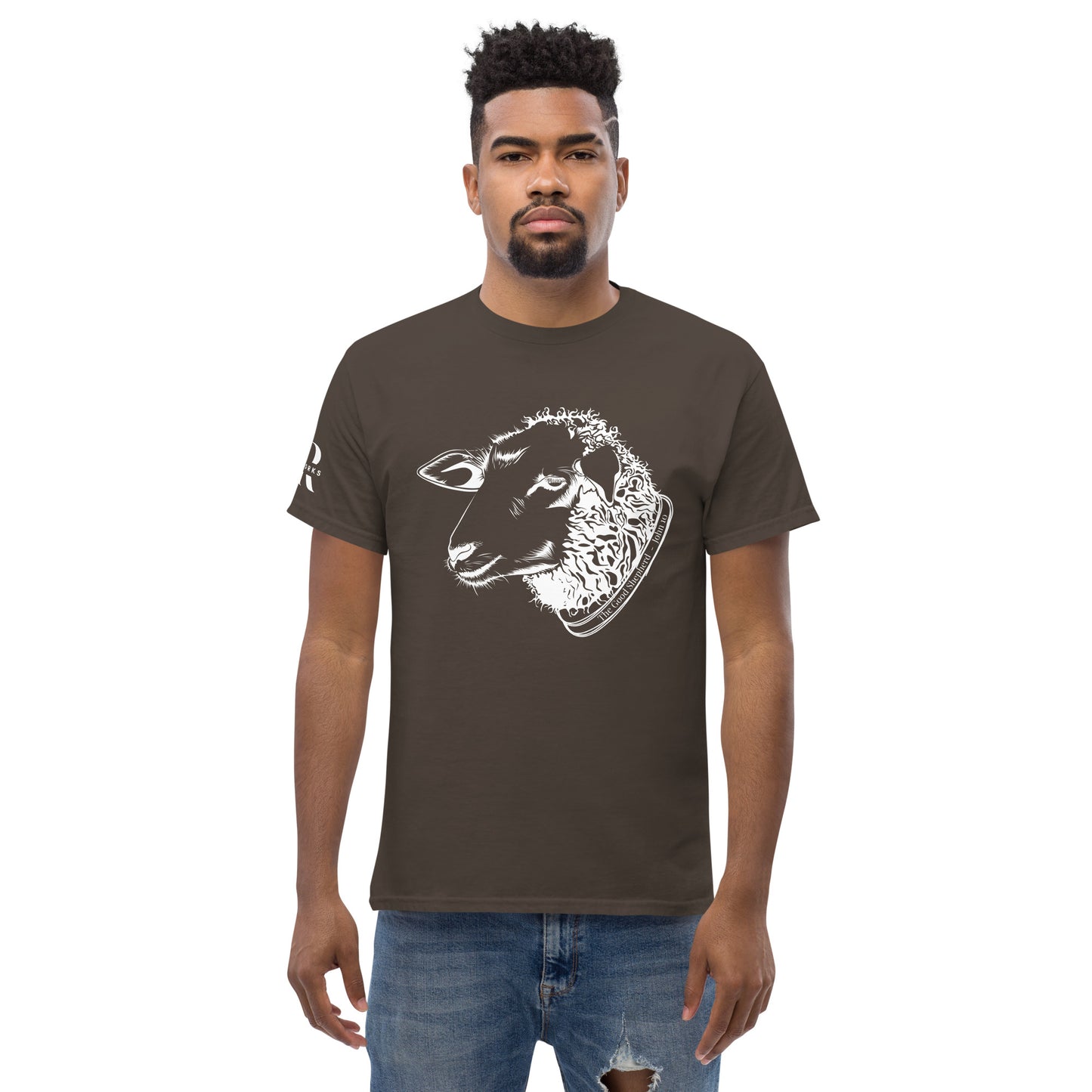 The Good Shepherd Men's classic tee W/White Print
