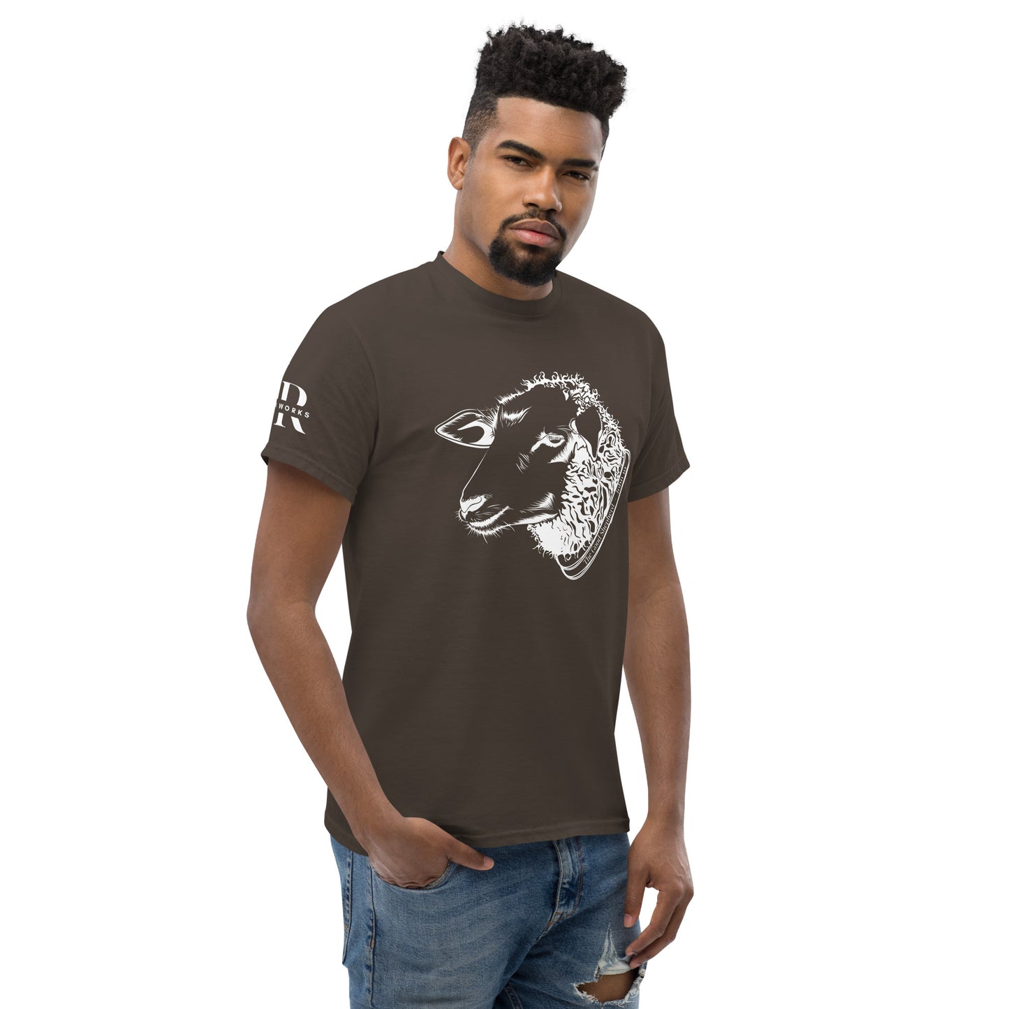 The Good Shepherd Men's classic tee W/White Print