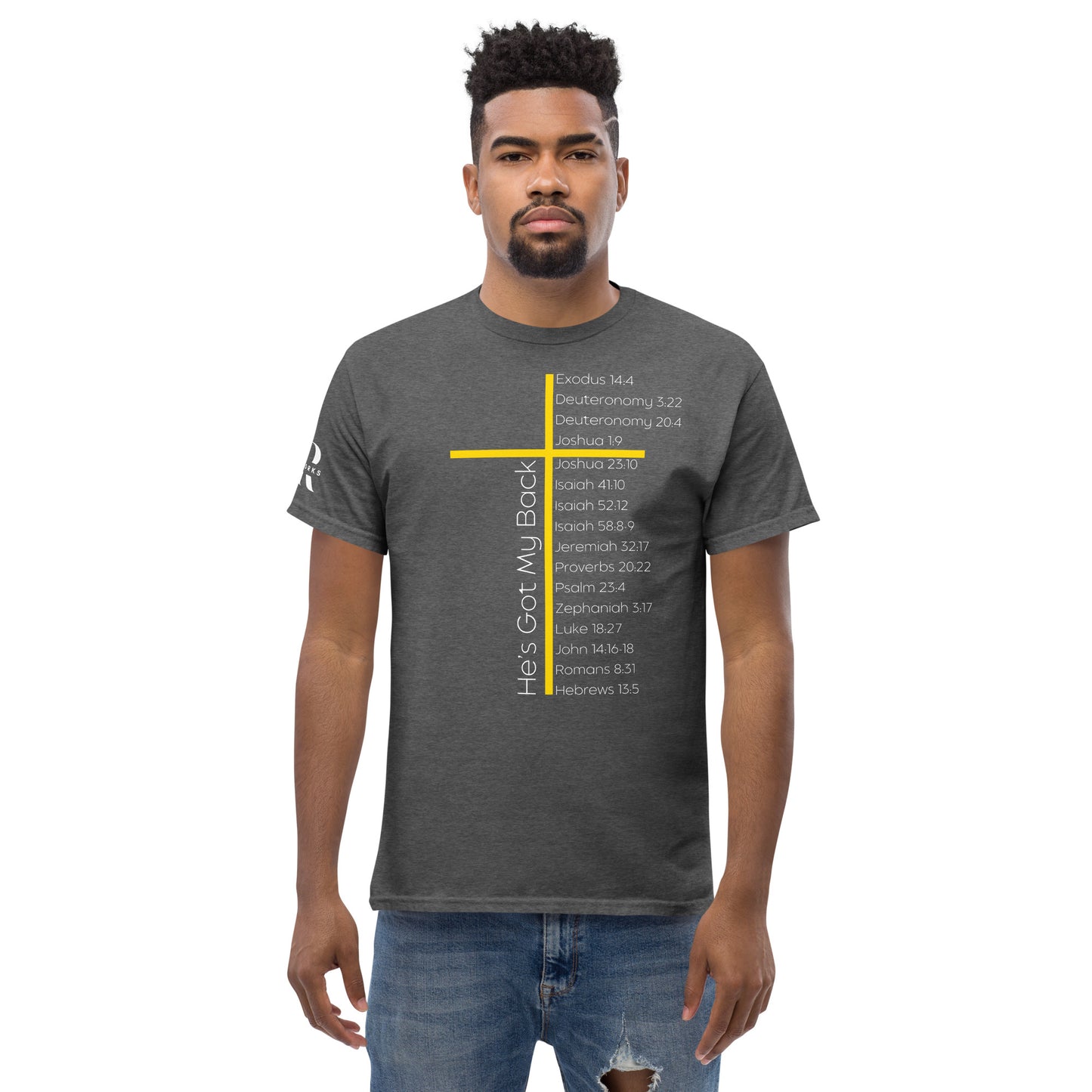 He's Got My Back Men's classic tee W/White Print