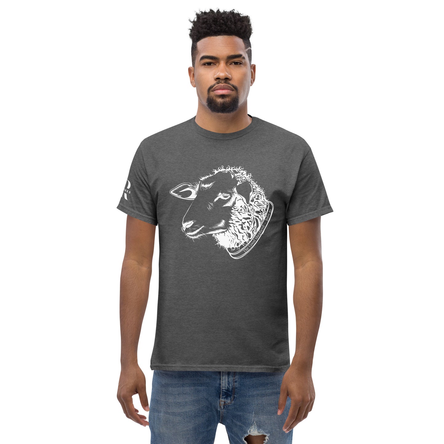 The Good Shepherd Men's classic tee W/White Print