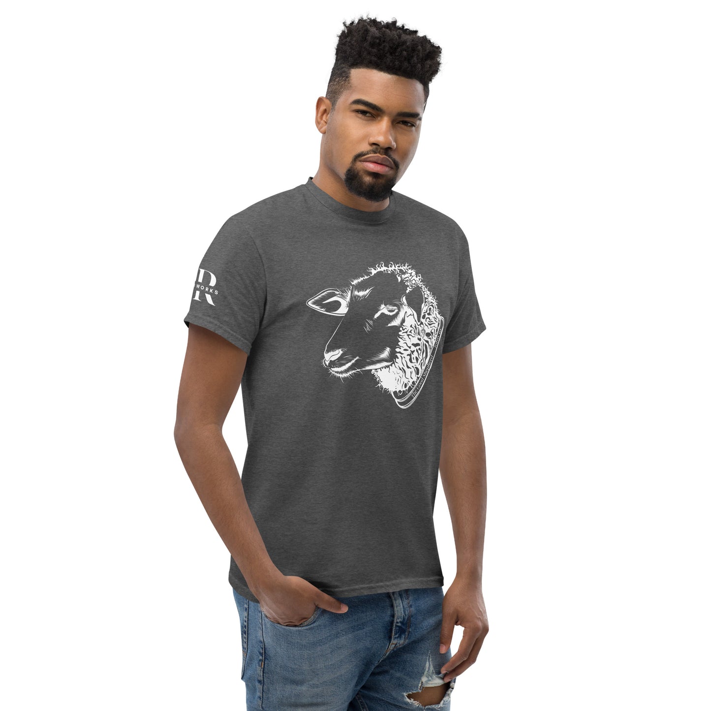 The Good Shepherd Men's classic tee W/White Print