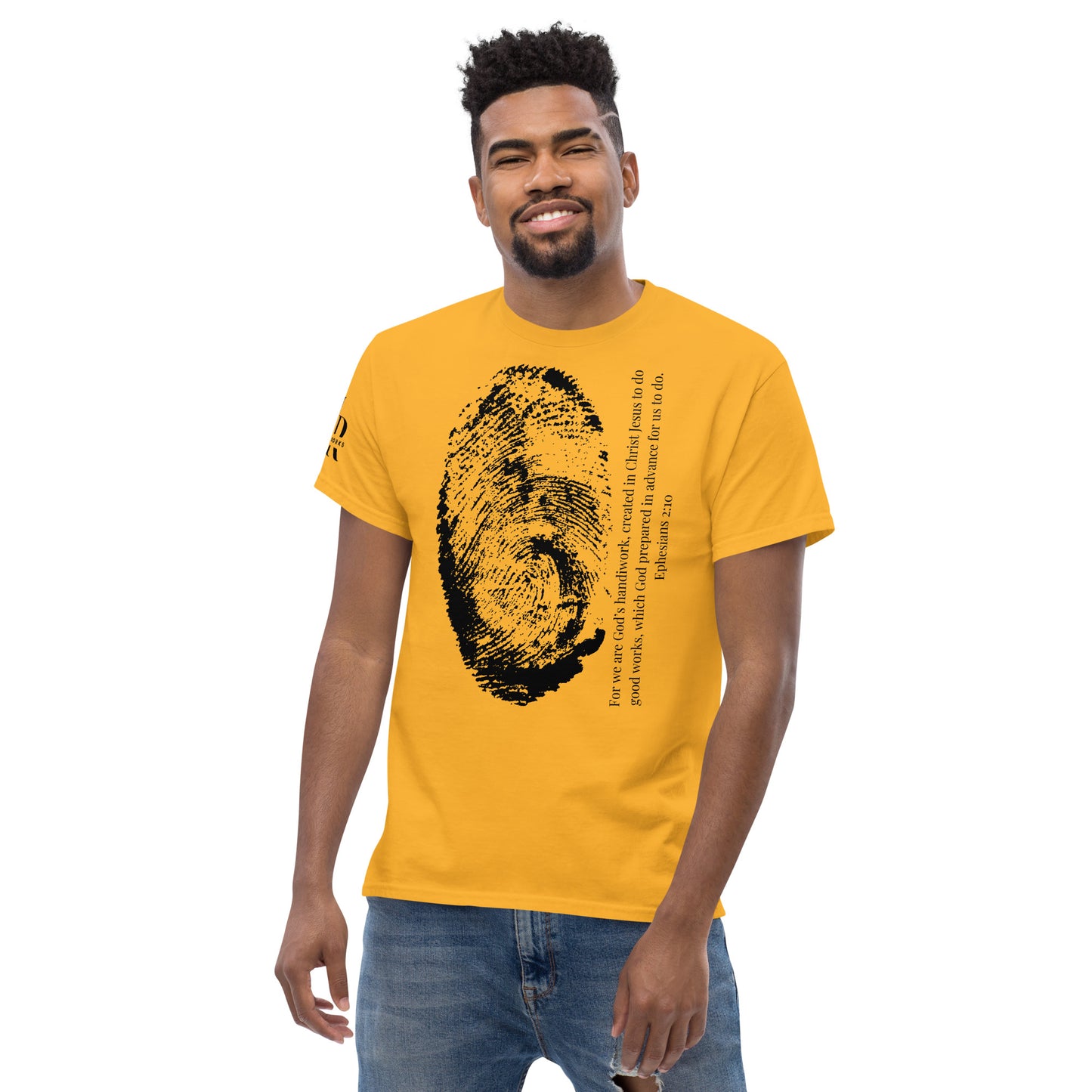 Fearfully And Wonderfully Made Men's classic tee W/Black Print