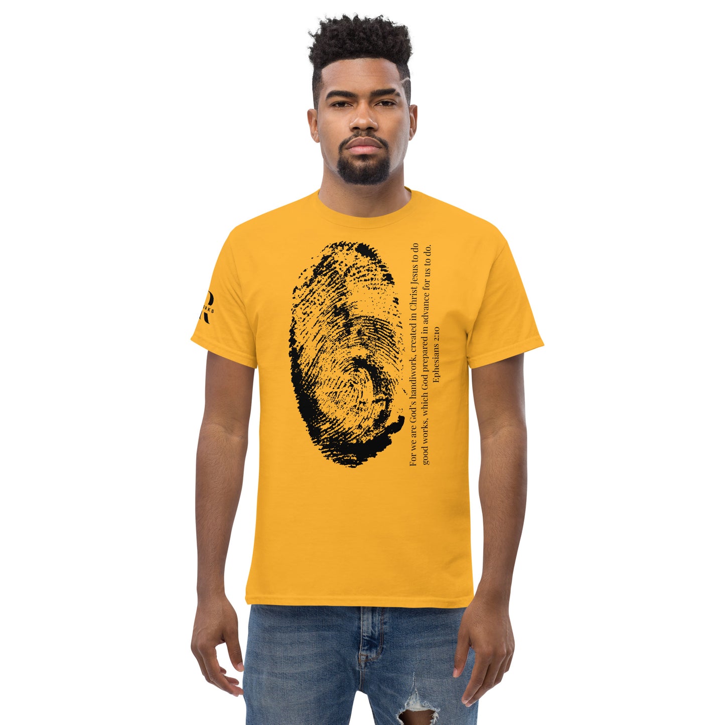 Fearfully And Wonderfully Made Men's classic tee W/Black Print
