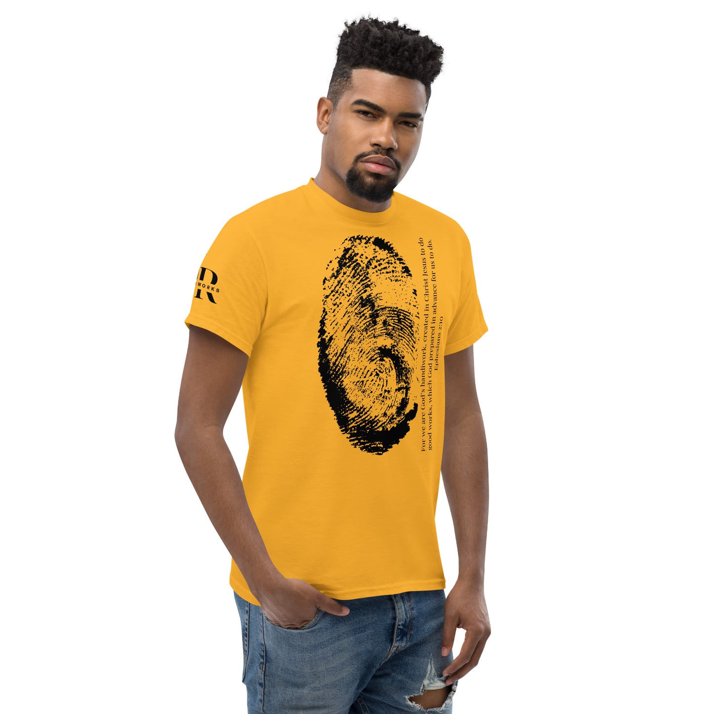 Fearfully And Wonderfully Made Men's classic tee W/Black Print