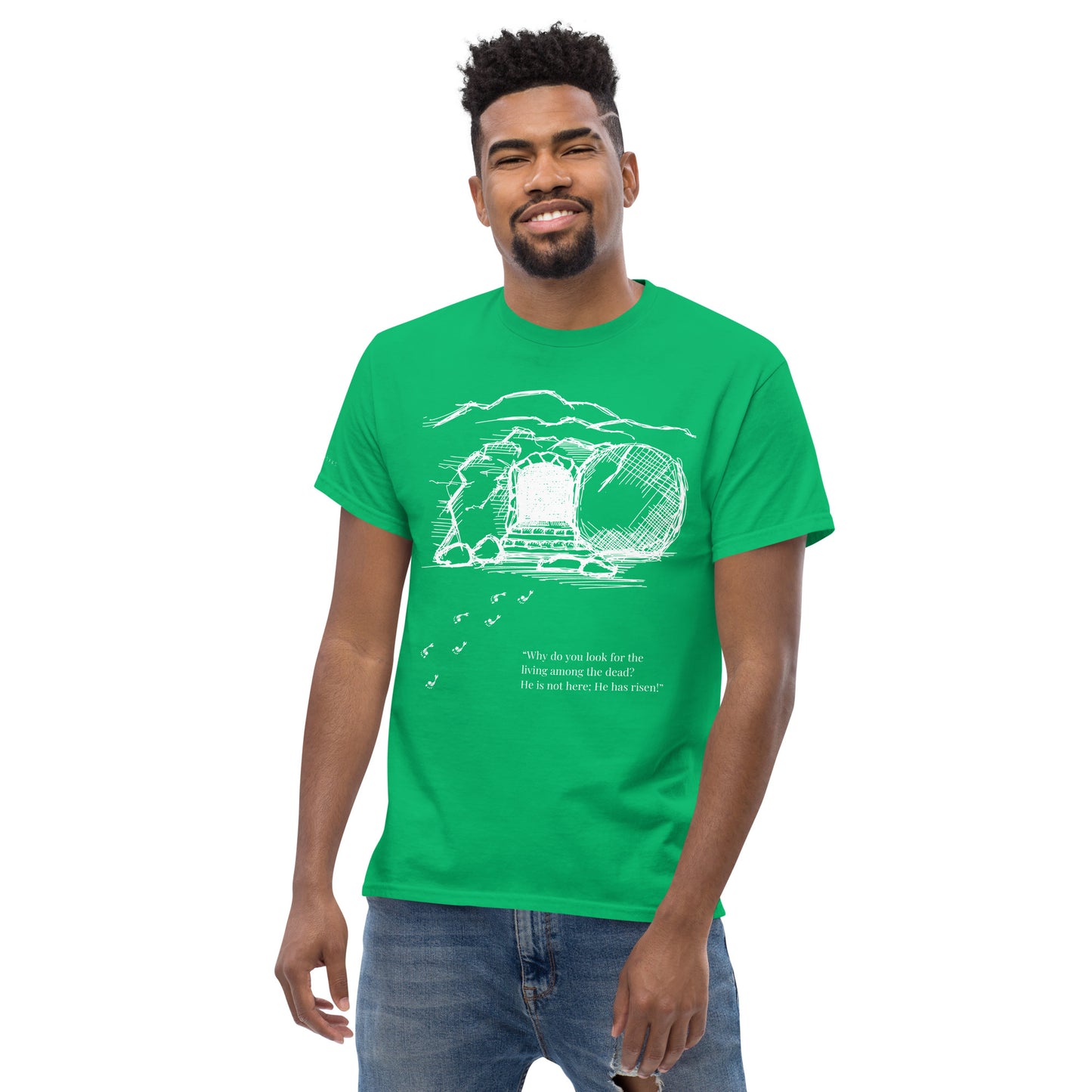 He Is Risen Men's classic tee W/White Print