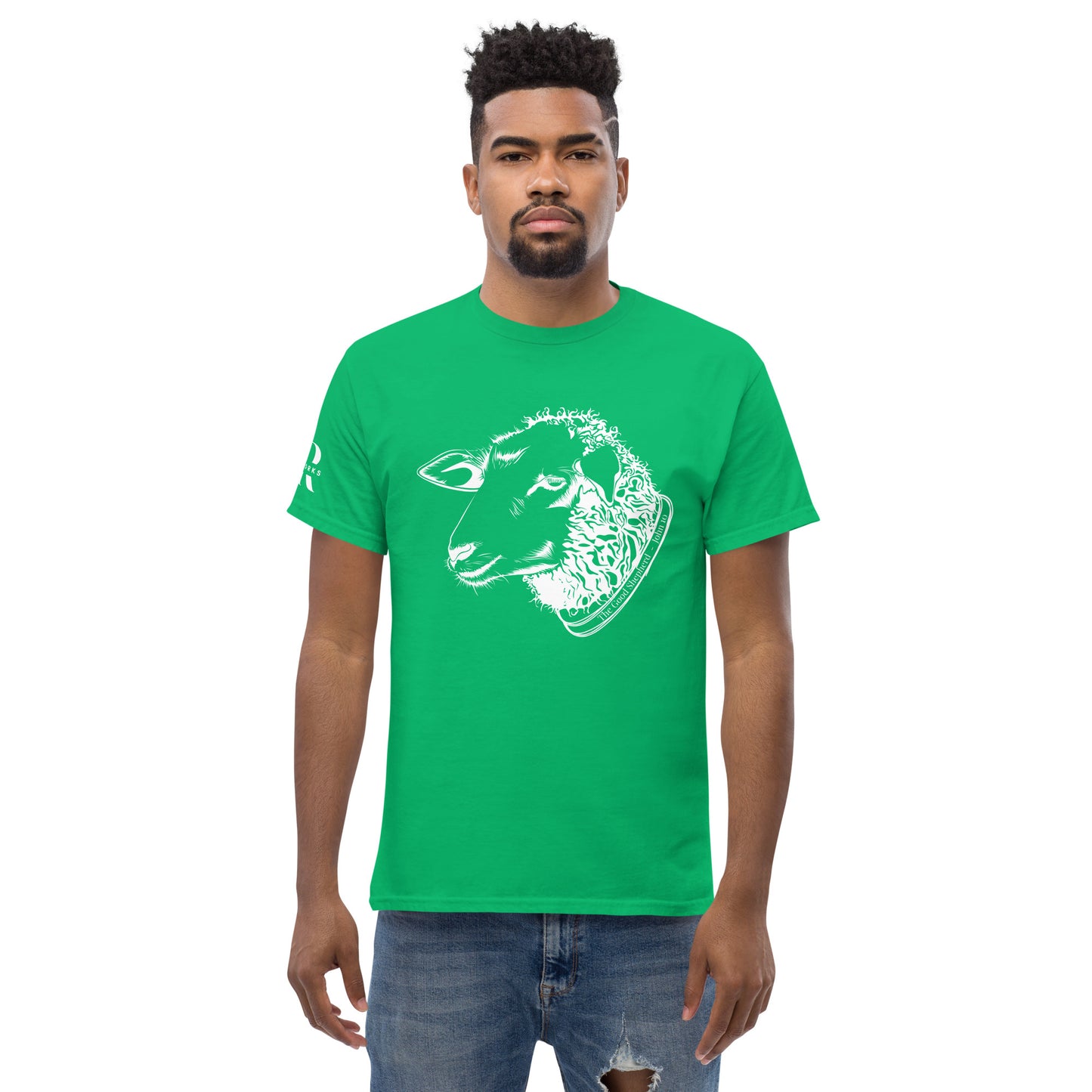 The Good Shepherd Men's classic tee W/White Print