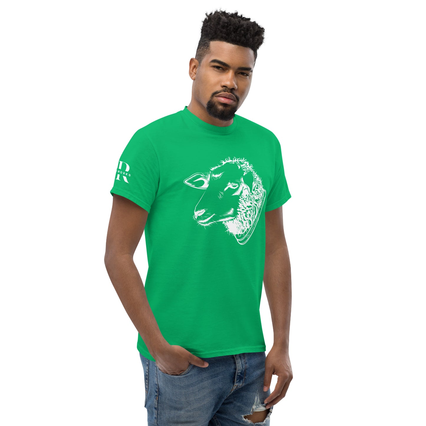 The Good Shepherd Men's classic tee W/White Print